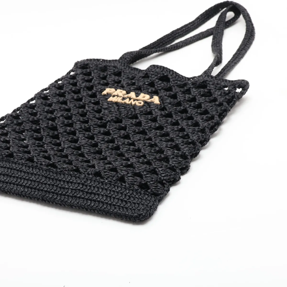 1BG493 Raffia Tote Bag, Black — view 3