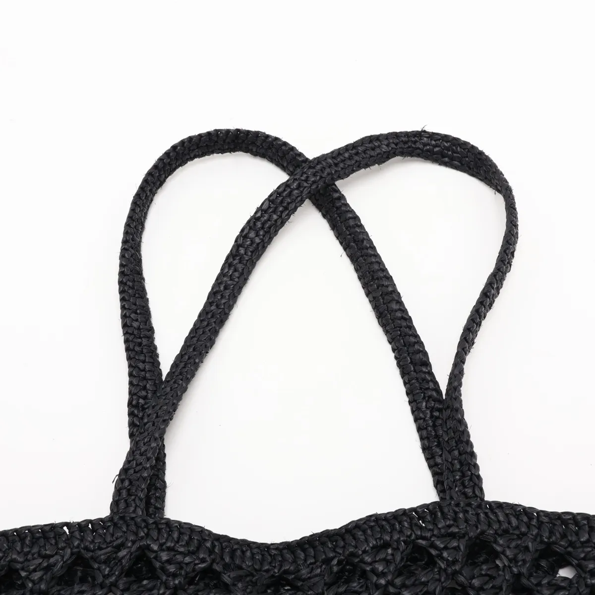 1BG493 Raffia Tote Bag, Black — view 6