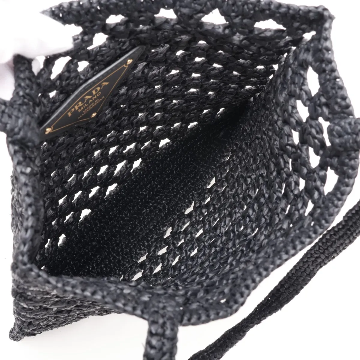 1BG493 Raffia Tote Bag, Black — view 7