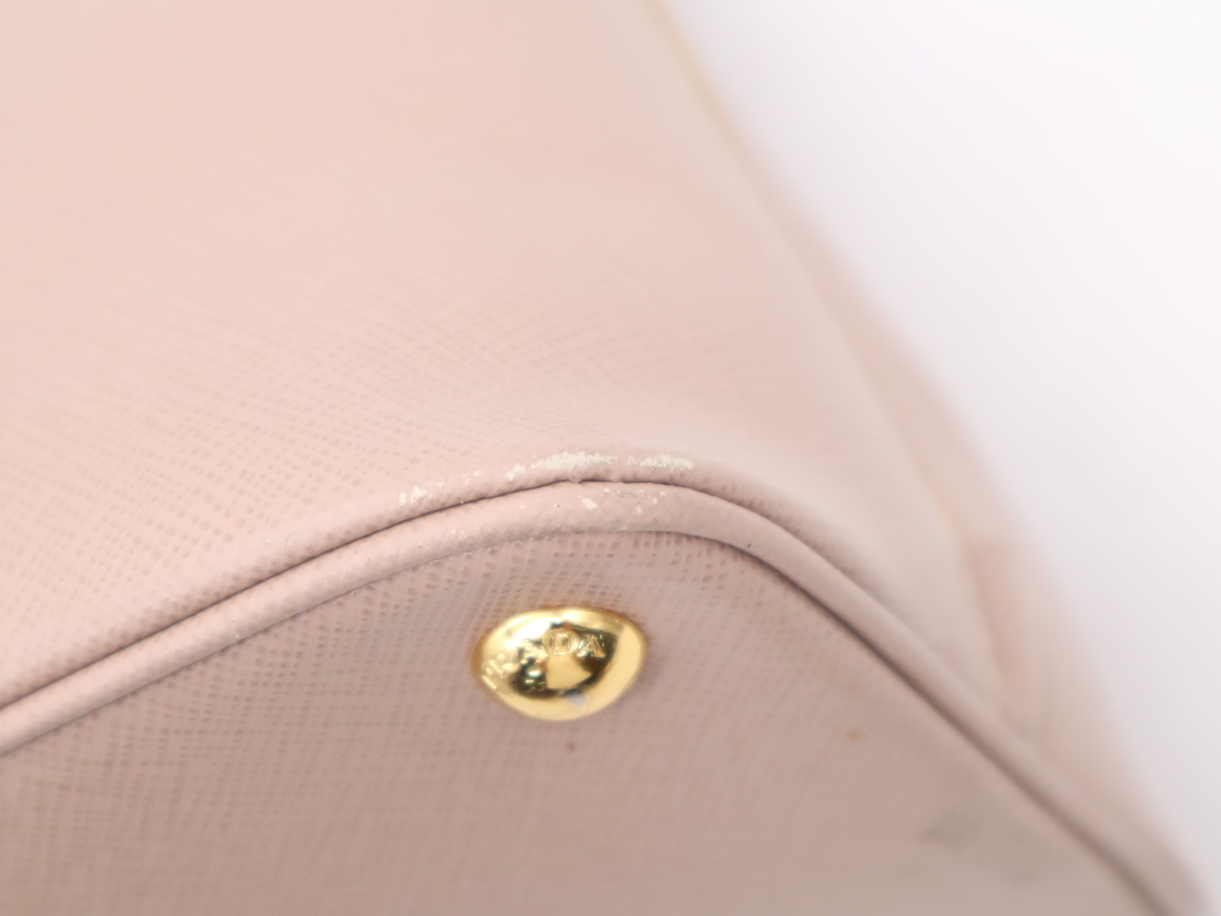 Leather Calfskin Handbag with Name Tag, Pink Gold Hardware — view 11