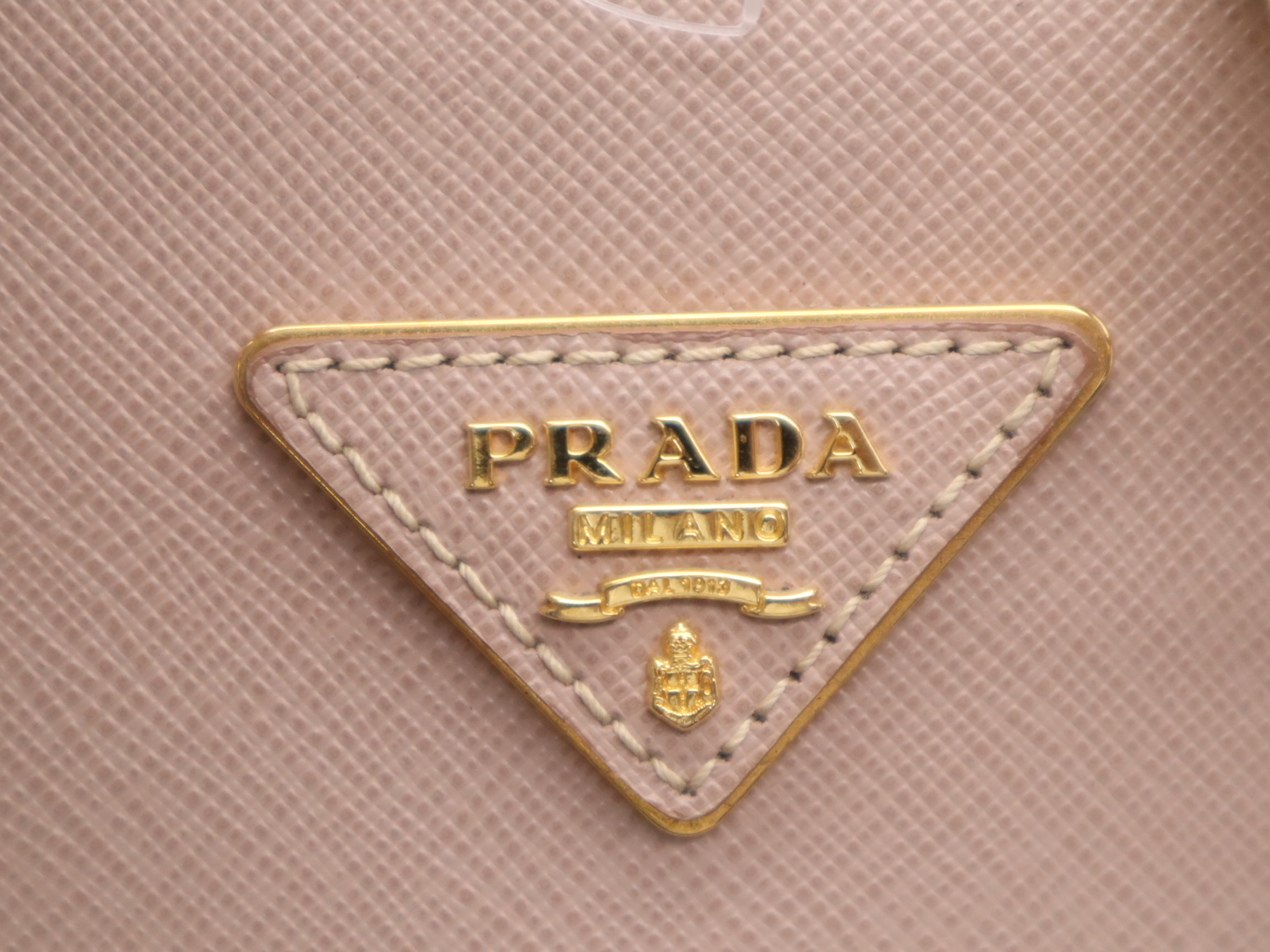 Leather Calfskin Handbag with Name Tag, Pink Gold Hardware — view 12