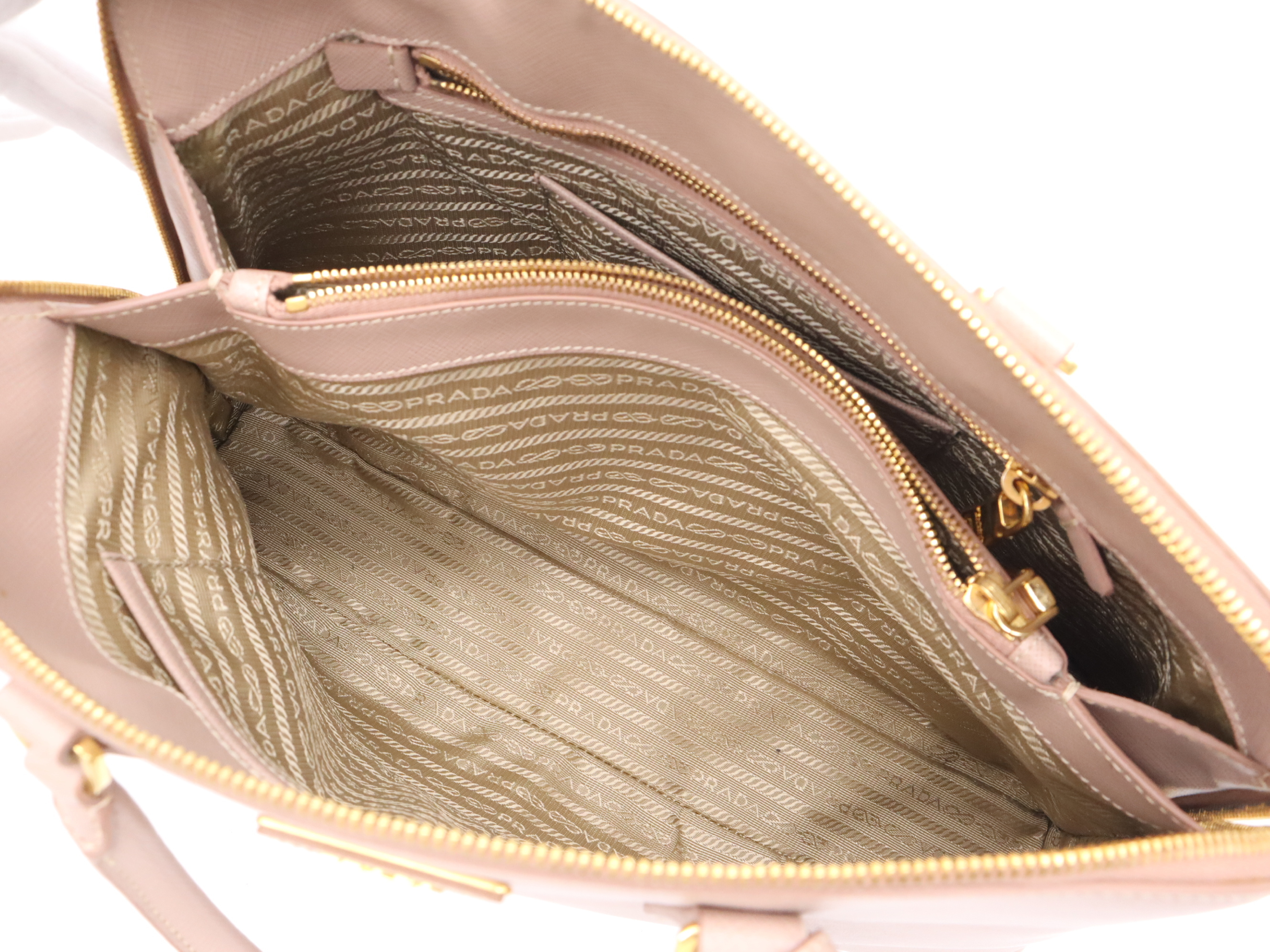 Leather Calfskin Handbag with Name Tag, Pink Gold Hardware — view 13
