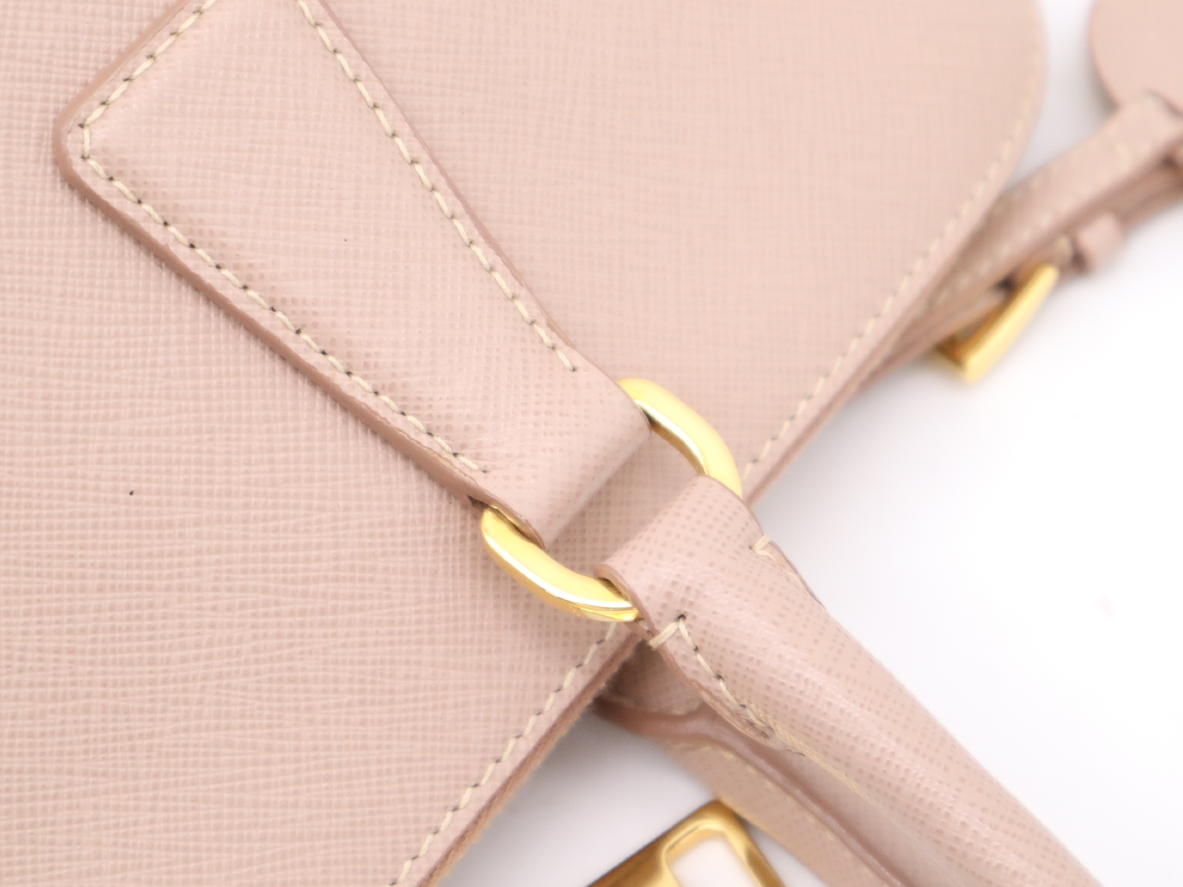 Leather Calfskin Handbag with Name Tag, Pink Gold Hardware — view 8