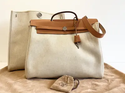 Herbag MM ( C stamp) Canvas Leather 2-way Handbag