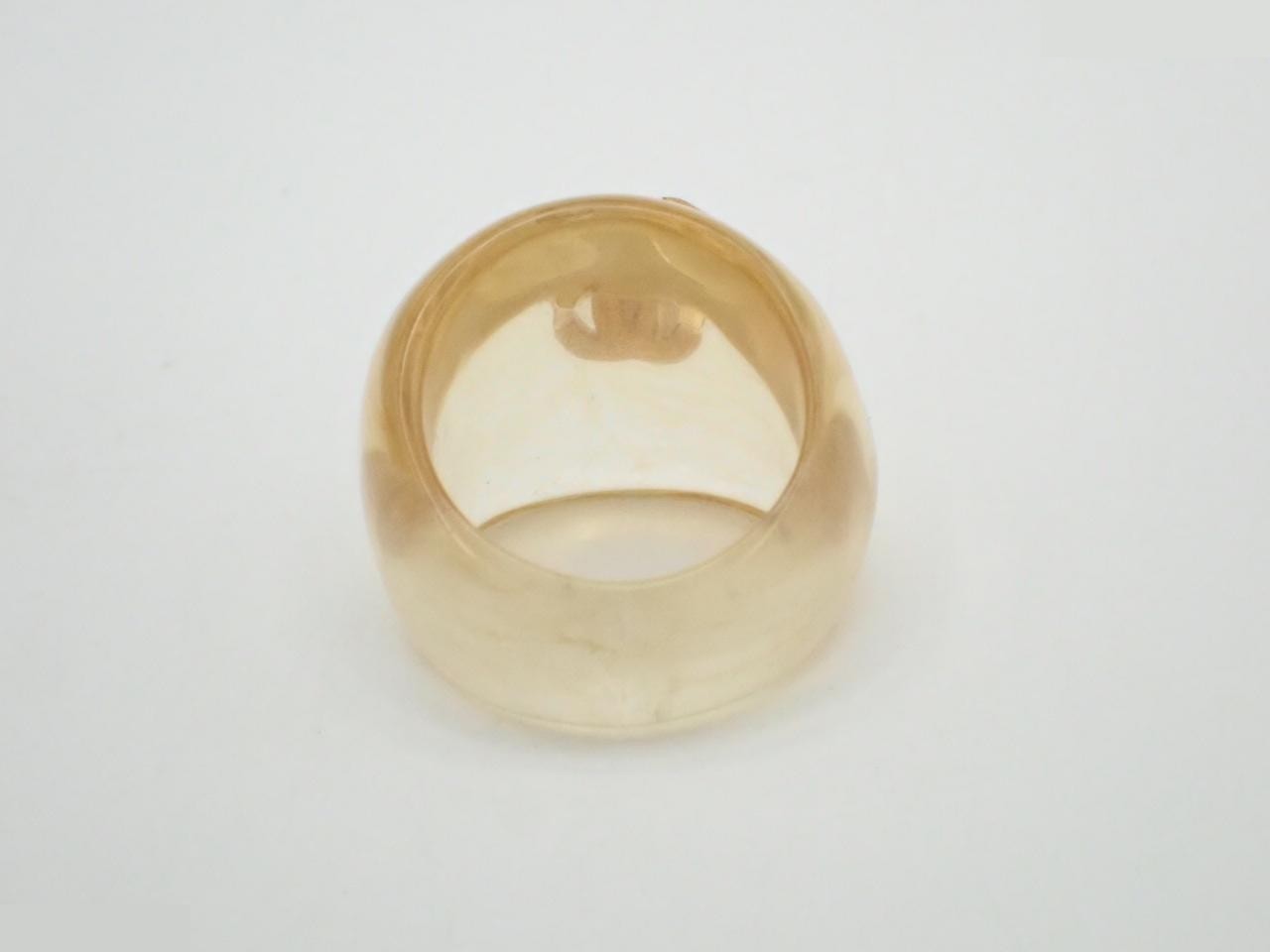 Amber-colored ring with a central gold Coco Chanel logo, size #13 — view 2