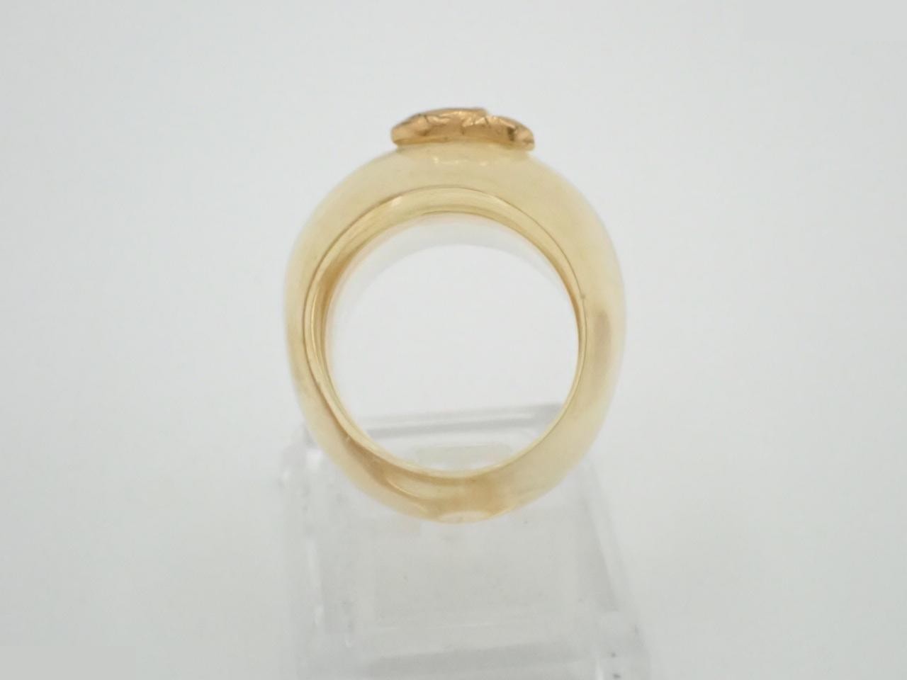 Amber-colored ring with a central gold Coco Chanel logo, size #13 — view 3