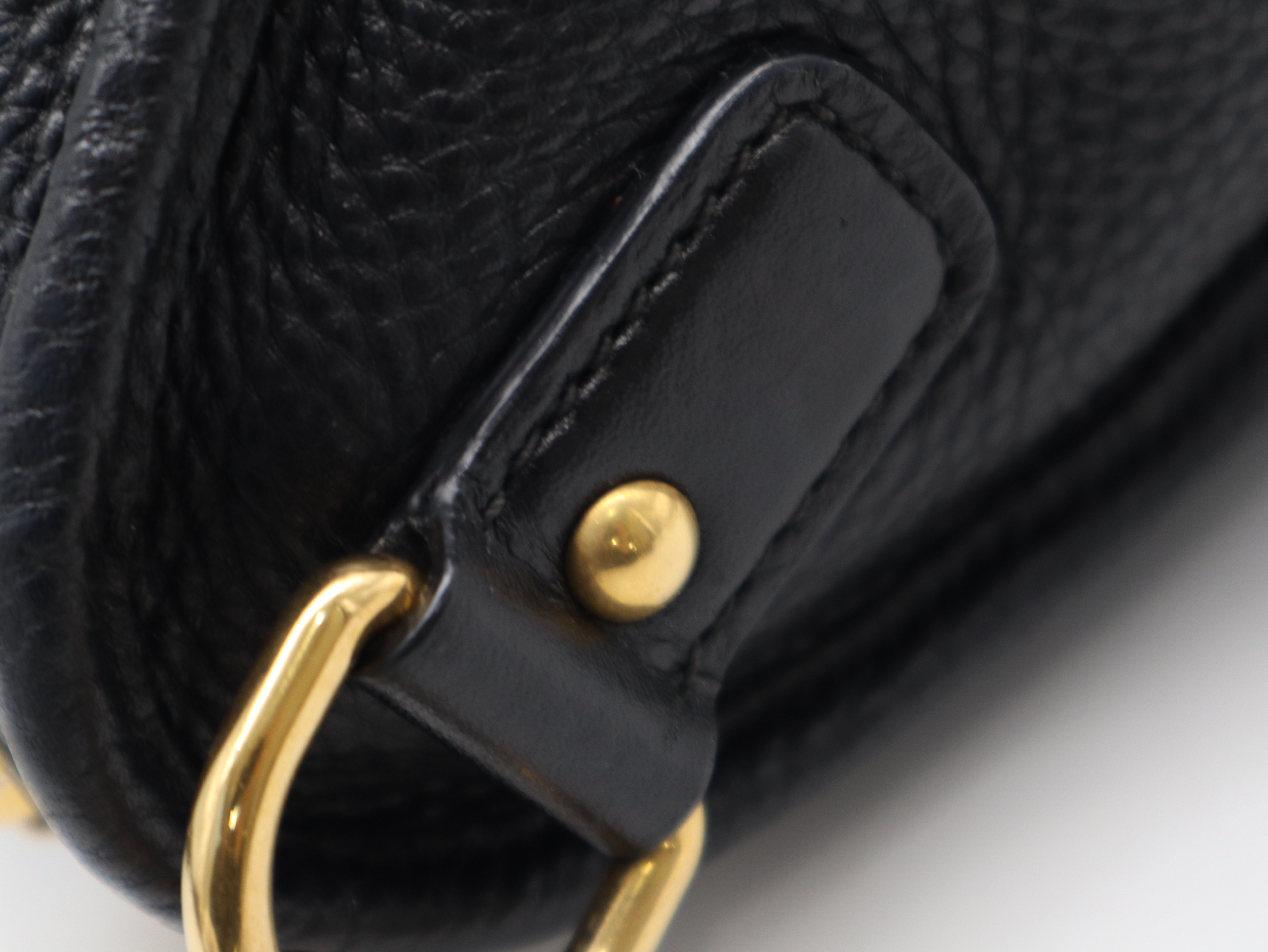 BL0805 Vitello Daino Leather 2-Way Bag with Metal Logo, Black, Strap and Dust Bag Included, Handbag — view 9