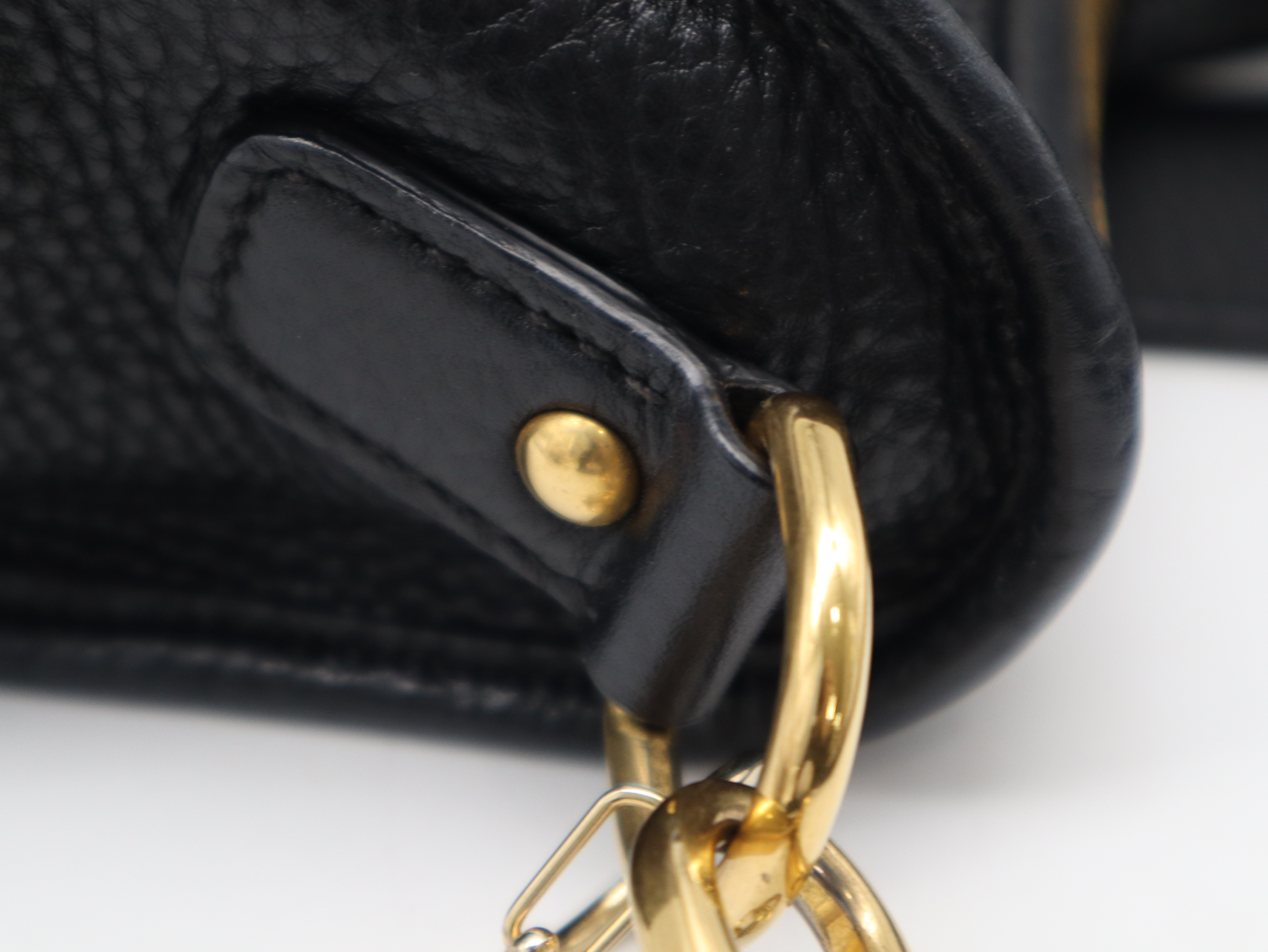 BL0805 Vitello Daino Leather 2-Way Bag with Metal Logo, Black, Strap and Dust Bag Included, Handbag — view 10