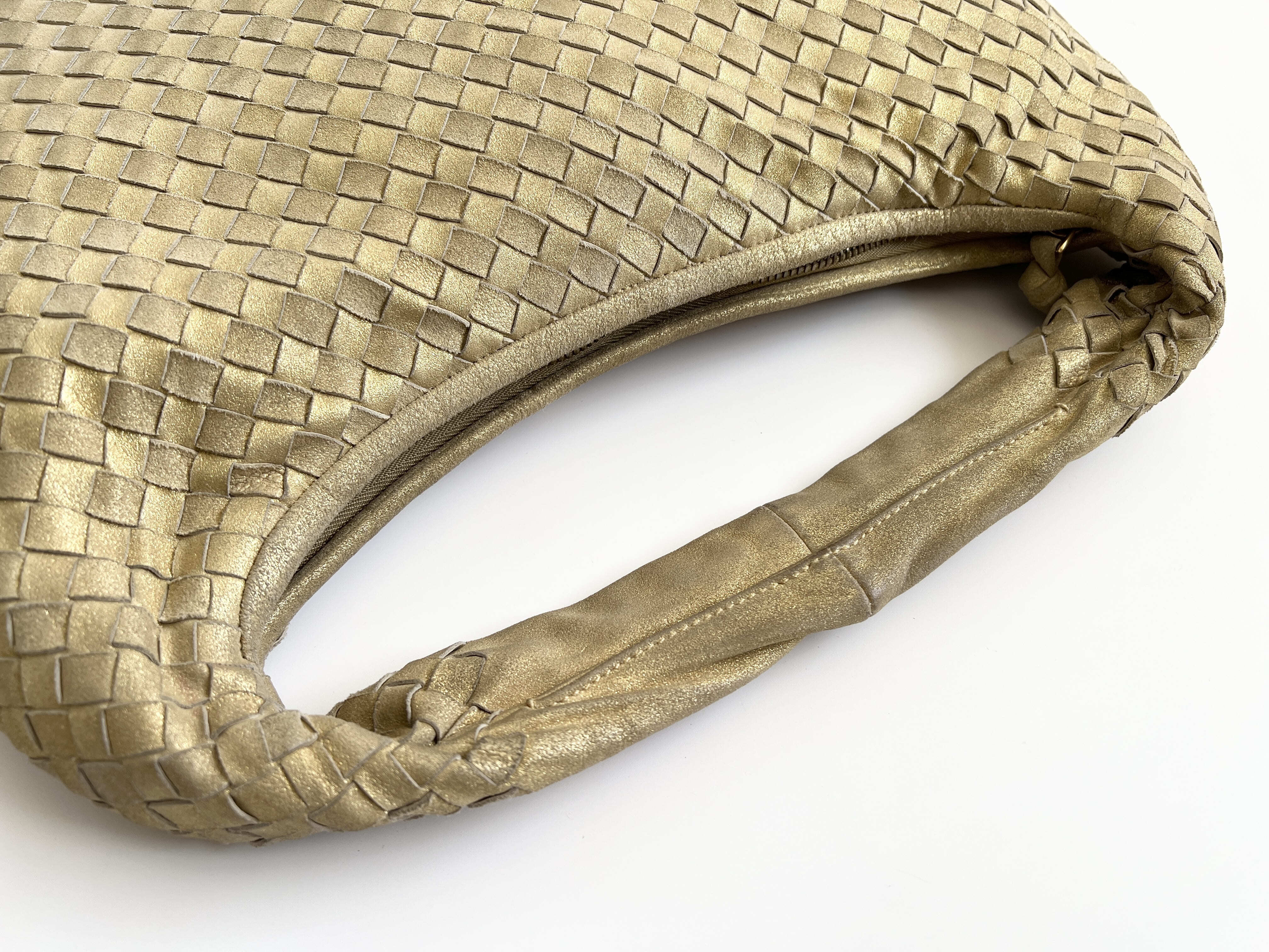 Intrecciato Hobo Glitter Leather Shoulder Bag, One-Shoulder Bag, Handbag, Shoulder Bag — view 3