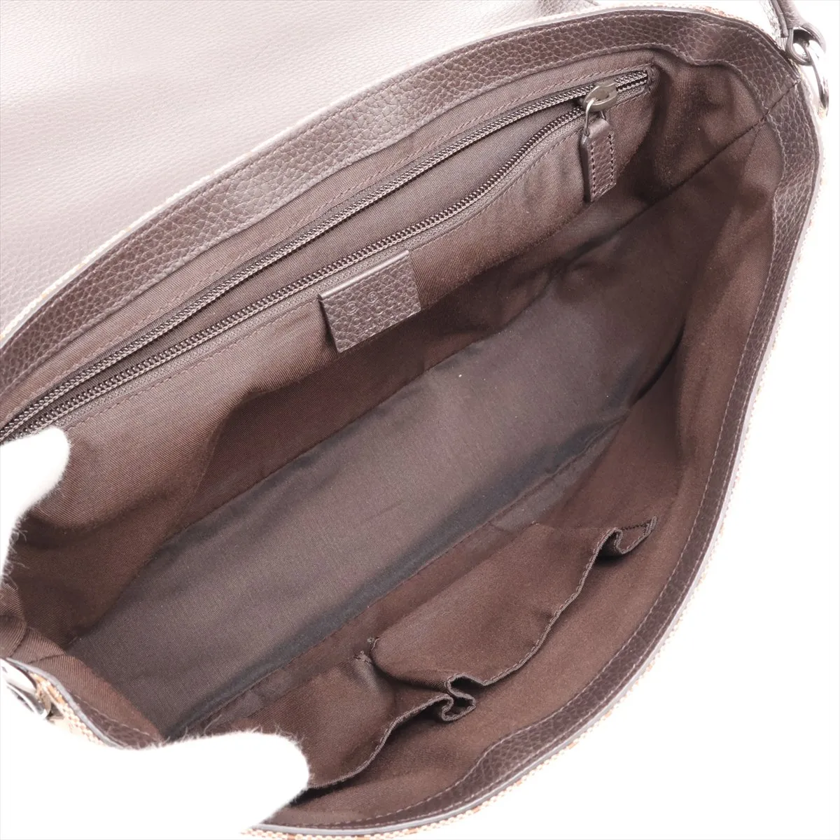 GG Canvas x Leather Shoulder Bag Brown 449171 Outlet — view 6