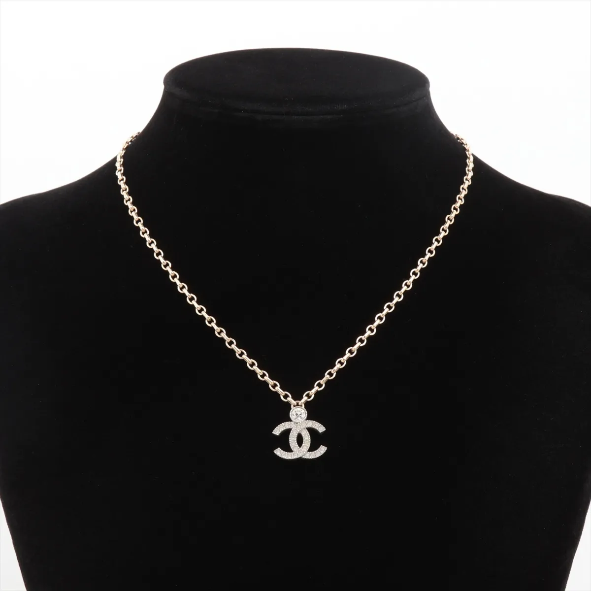 Coco Mark I25V Necklace, GP x Rhinestone, Gold x Silver, — view 5