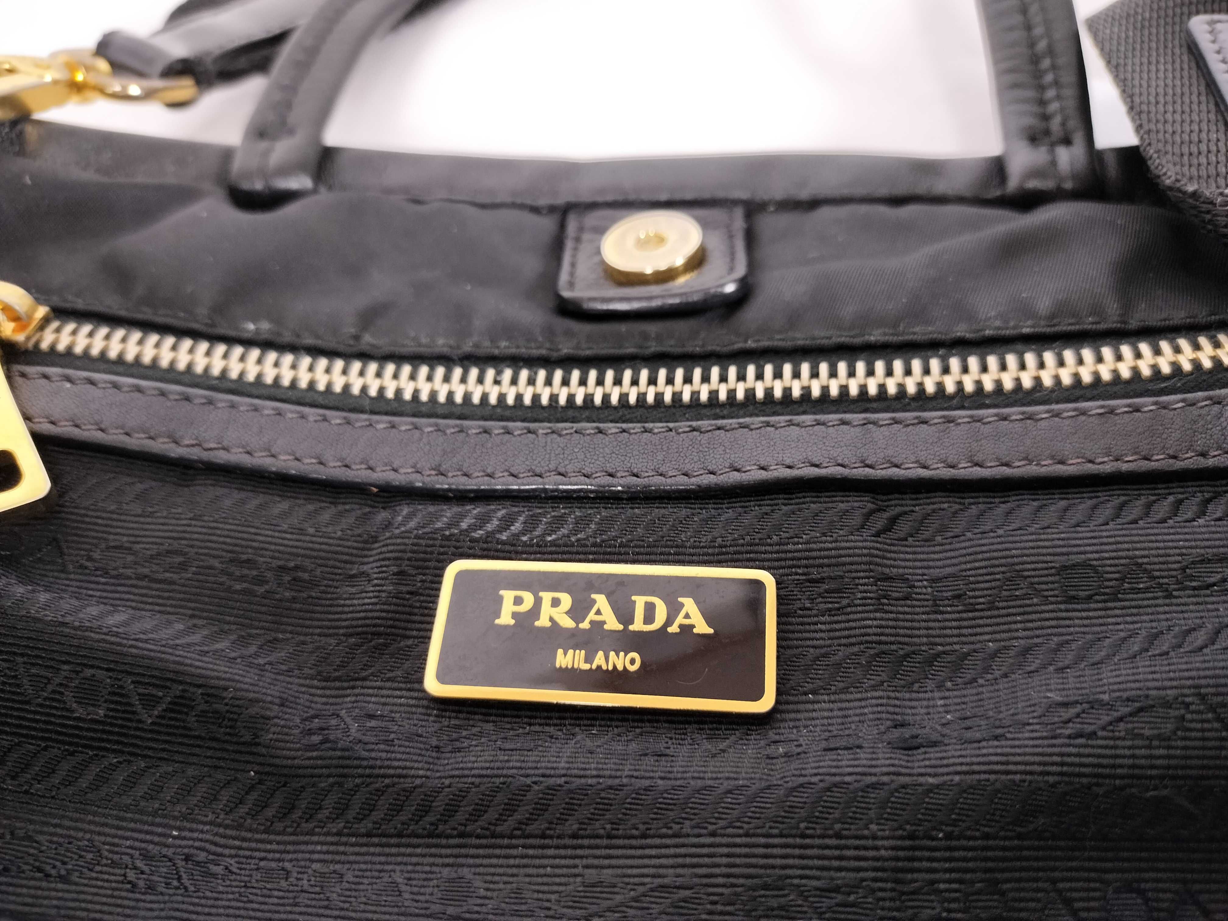 Nylon Prada Nylon Leather Handbag Shoulder Bag Black Serial Handbag — view 11