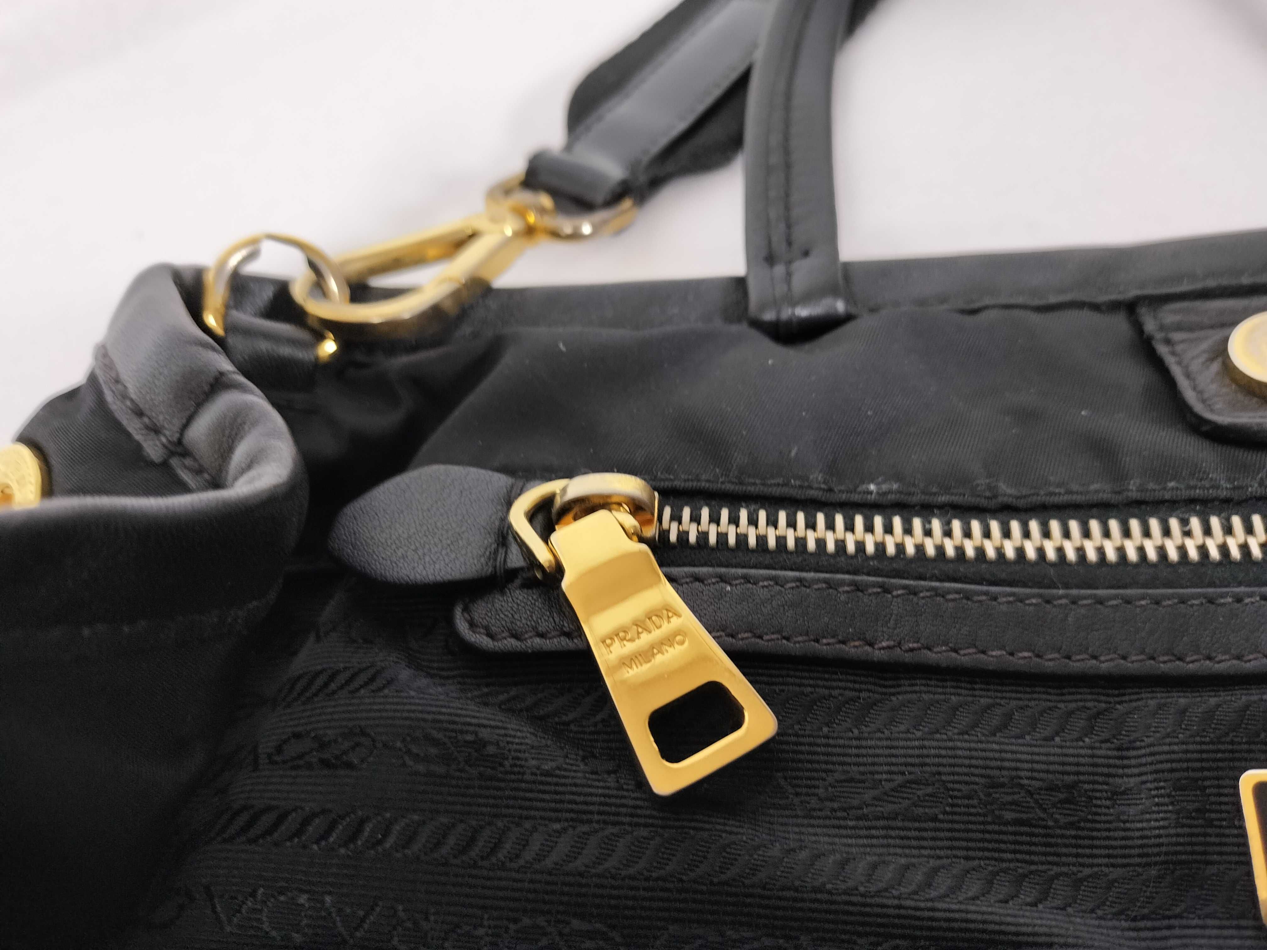Nylon Prada Nylon Leather Handbag Shoulder Bag Black Serial Handbag — view 12