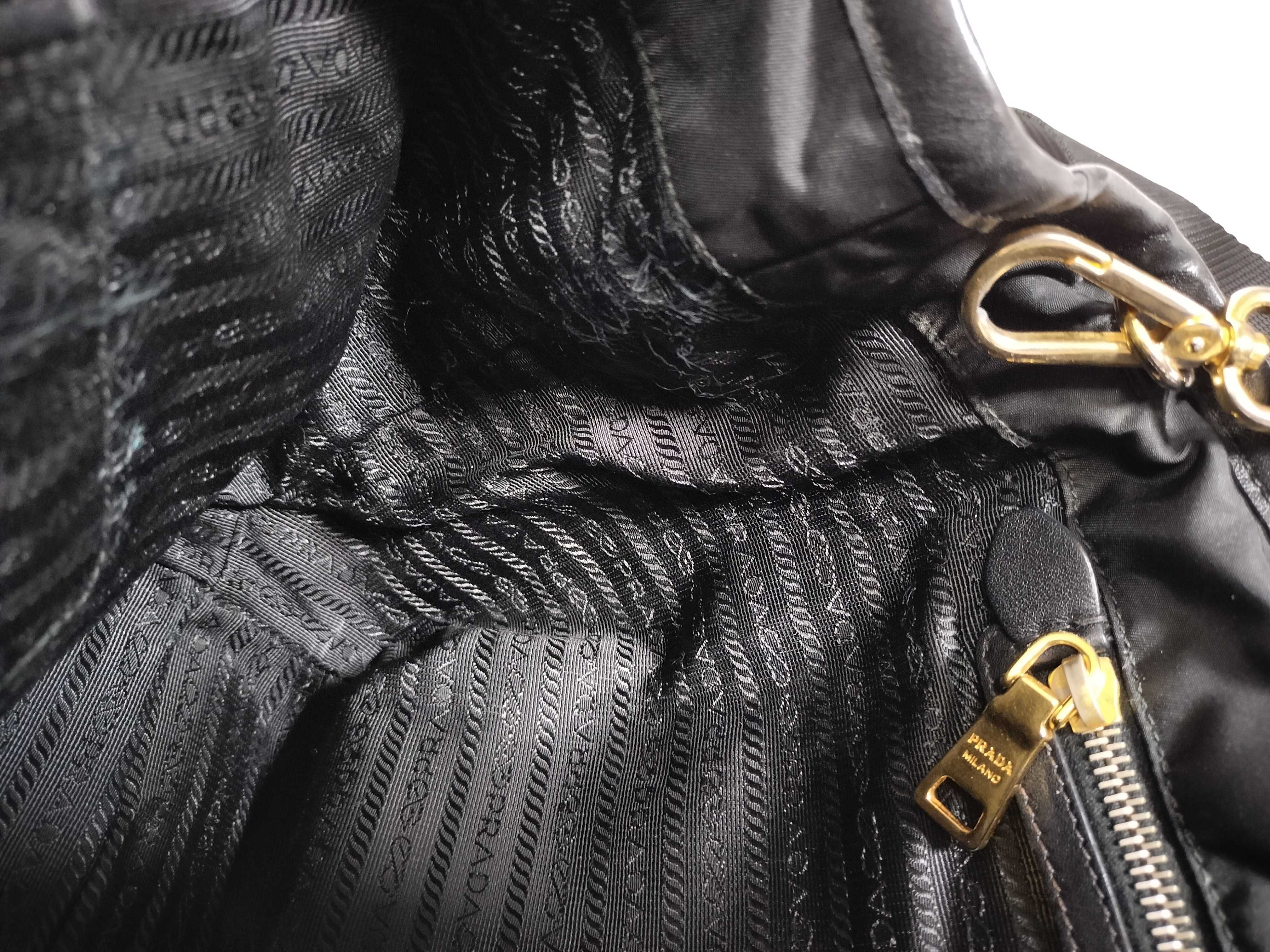 Nylon Prada Nylon Leather Handbag Shoulder Bag Black Serial Handbag — view 9