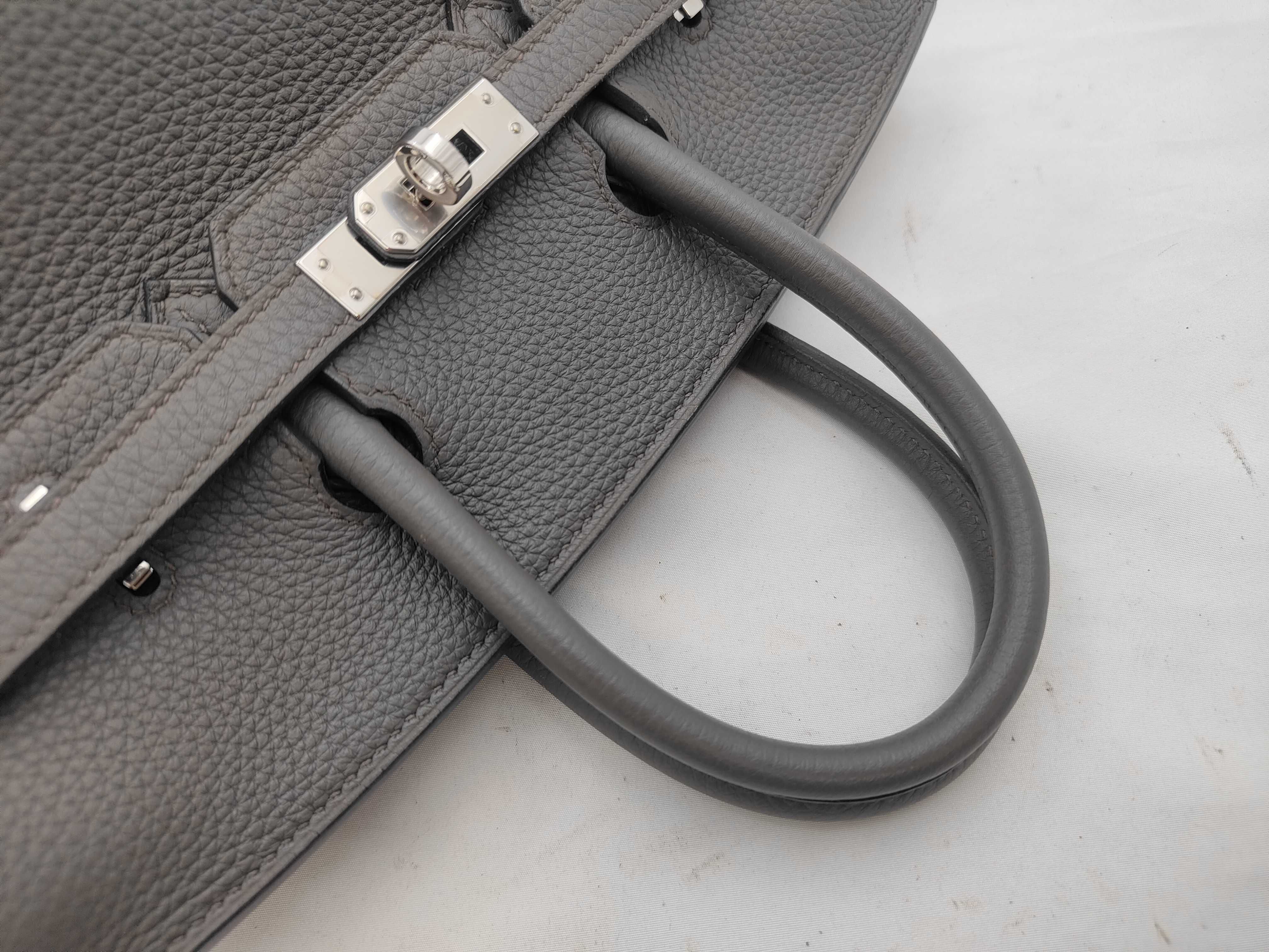 Birkin 25 Togo Leather, Y Stamp (Manufactured in 2020), Etoupe Leather x Silver Hardware, Handbag — view 3