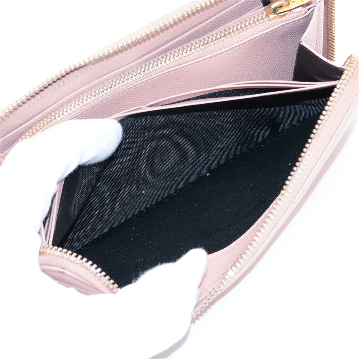 Monogram YSL Logo CFP358094 Leather Round Zip Wallet Beige — view 7