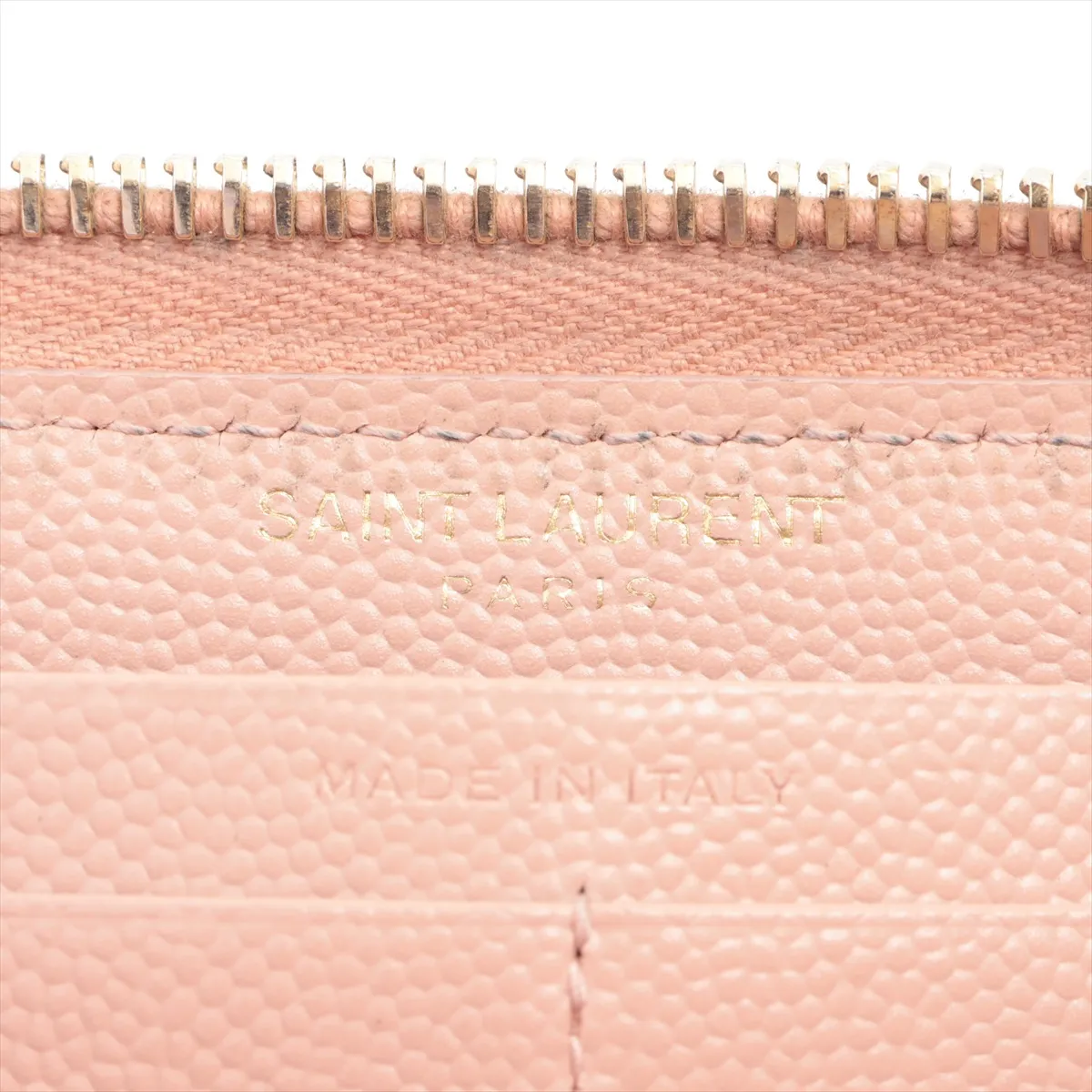 Monogram YSL Logo CFP358094 Leather Round Zip Wallet Beige — view 9
