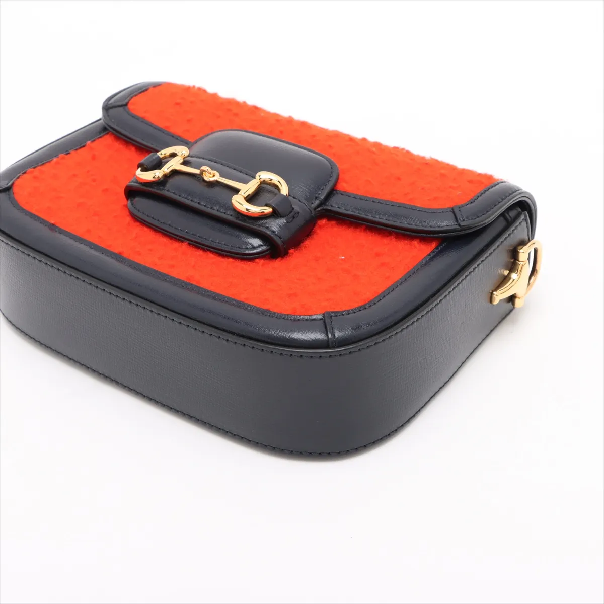 Horsebit 1955 Felt x Leather Shoulder Bag Red x Navy 658574 — view 3