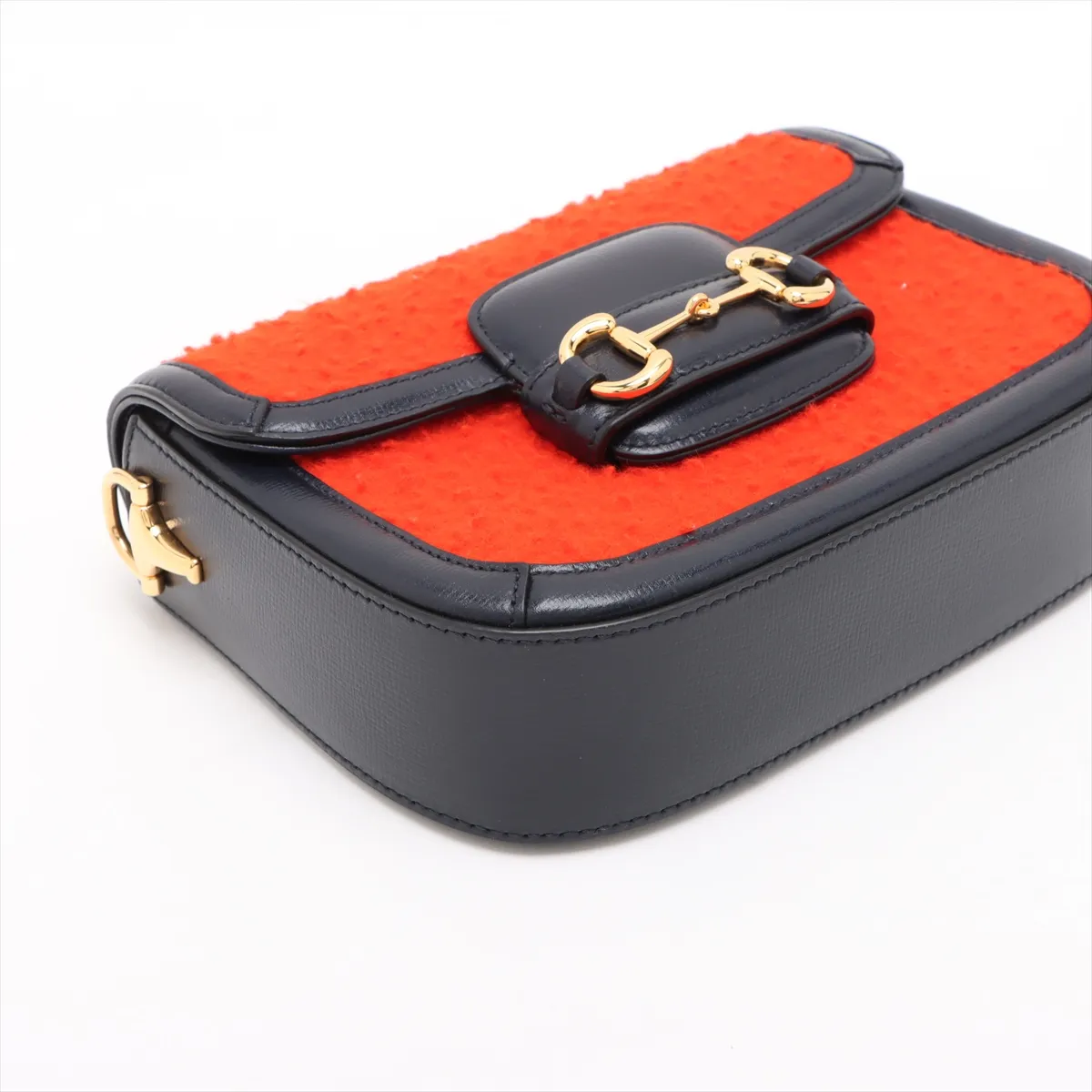 Horsebit 1955 Felt x Leather Shoulder Bag Red x Navy 658574 — view 4