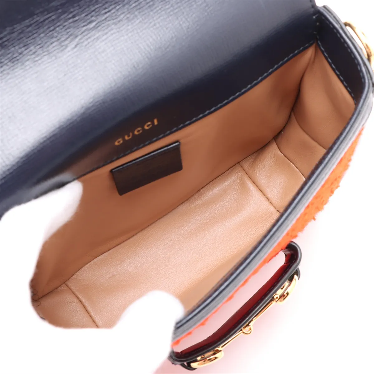 Horsebit 1955 Felt x Leather Shoulder Bag Red x Navy 658574 — view 6