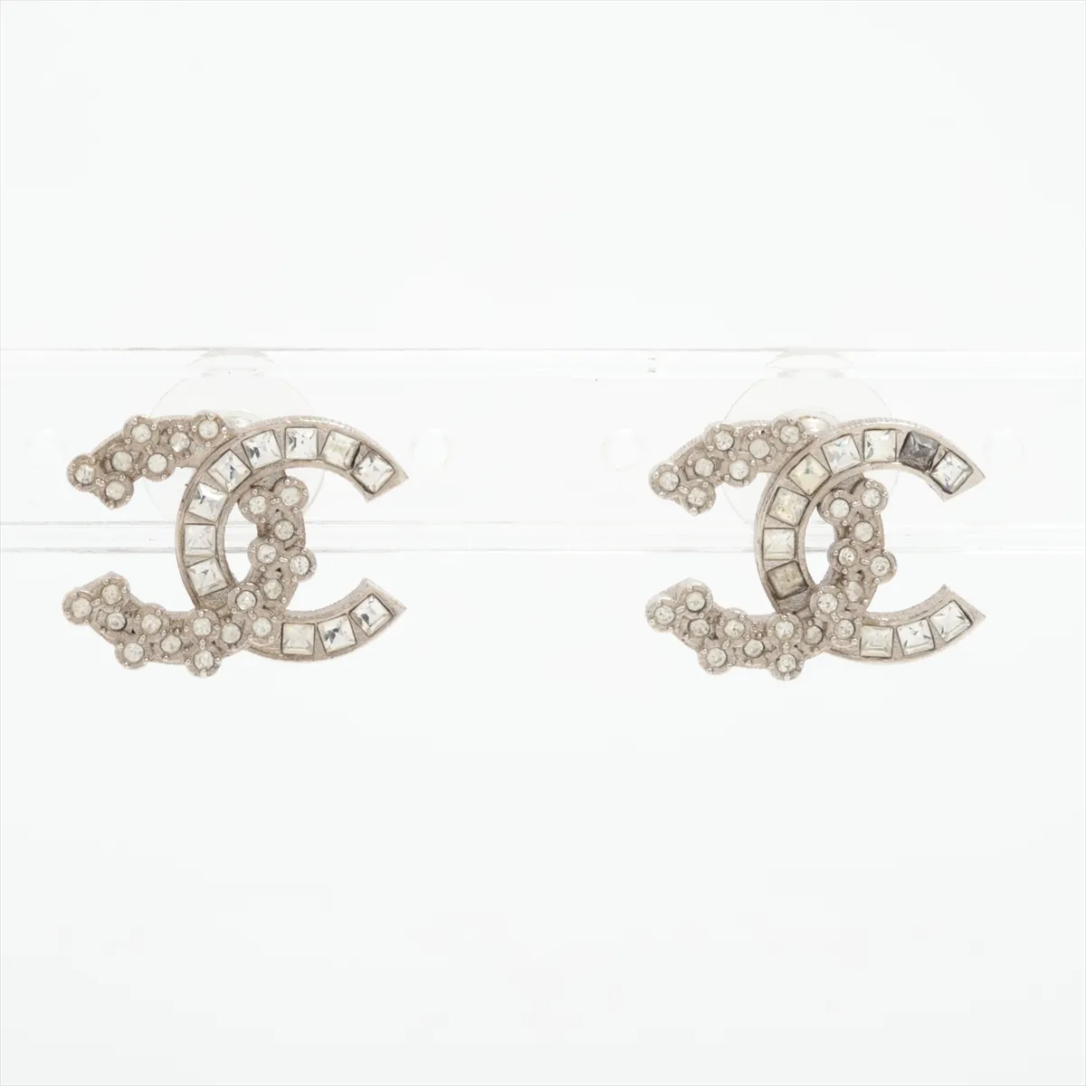 Coco B19V Earrings (Pair) GP x Rhinestone Silver.