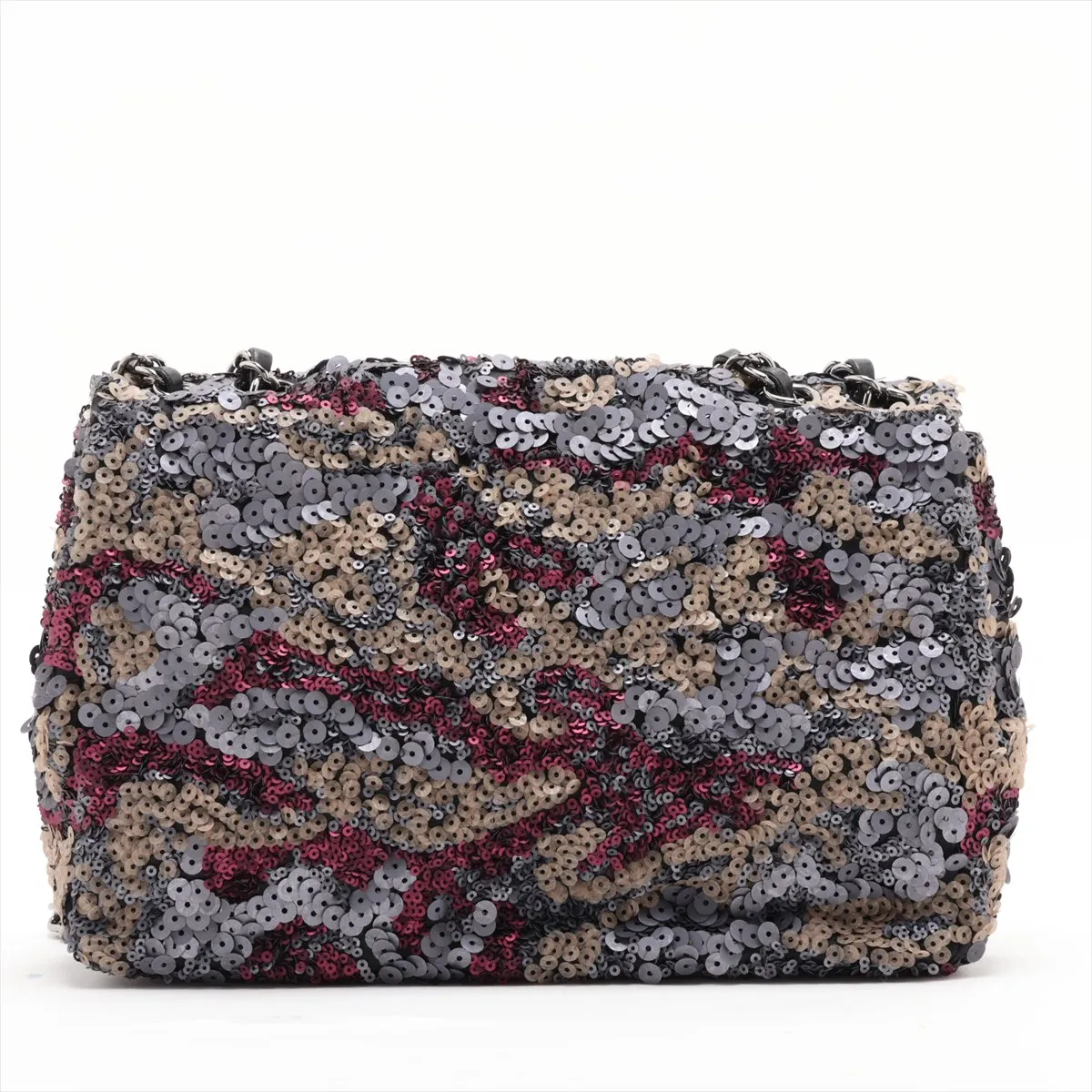 Coco Mark Sequin Single Flap Double Chain Bag, Black with Silver Hardware, 17718321, serial number in the 17 range. — view 2