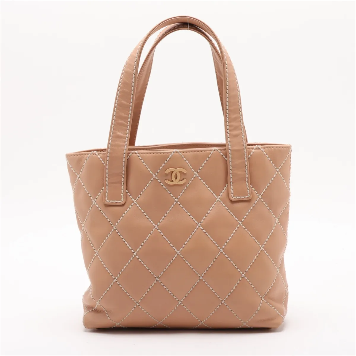 Wild Stitch Lambskin Handbag, Beige, Gold Hardware, 7982154, Series 7
