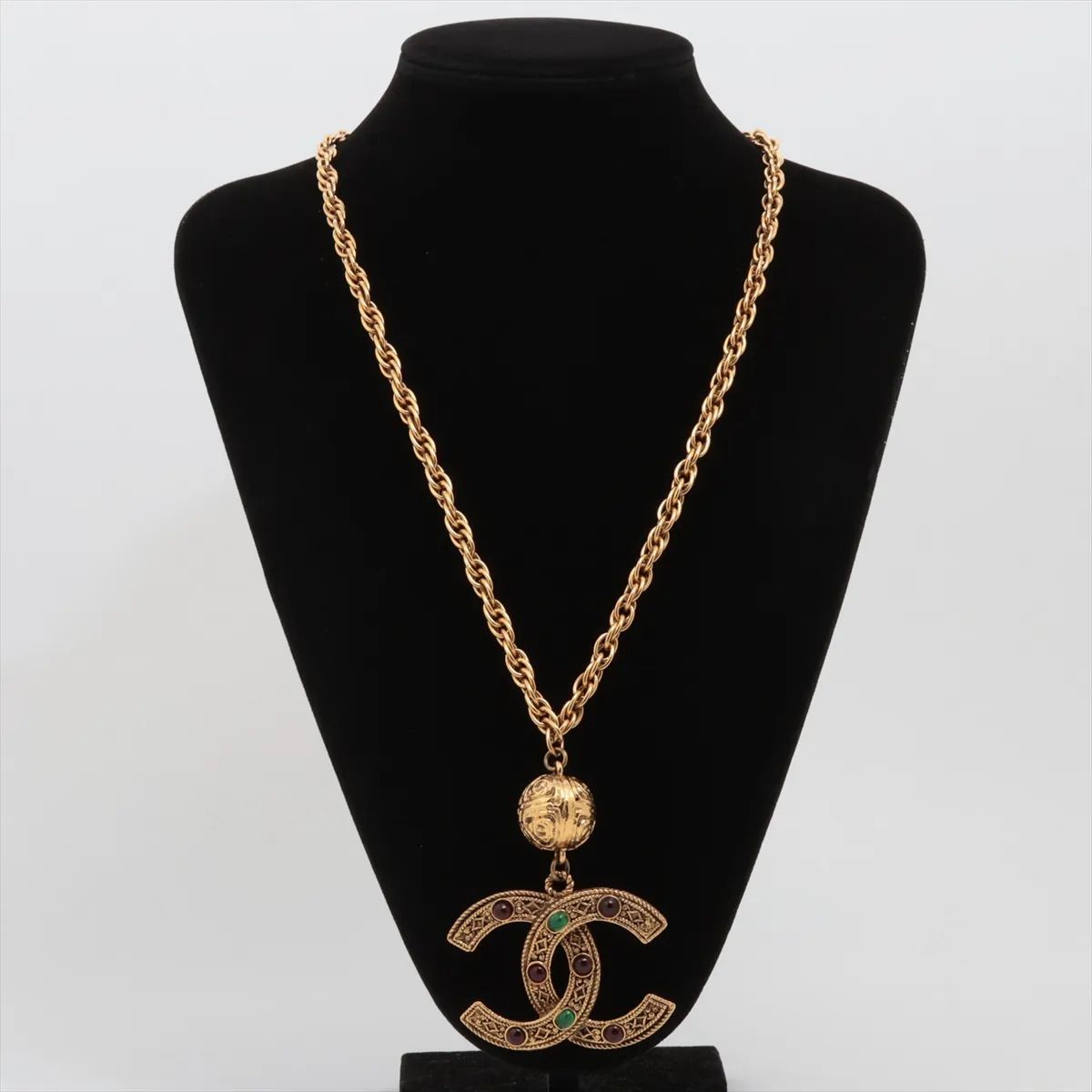 Vintage Gripoix CC Logo Long Necklace, 1985 — view 5