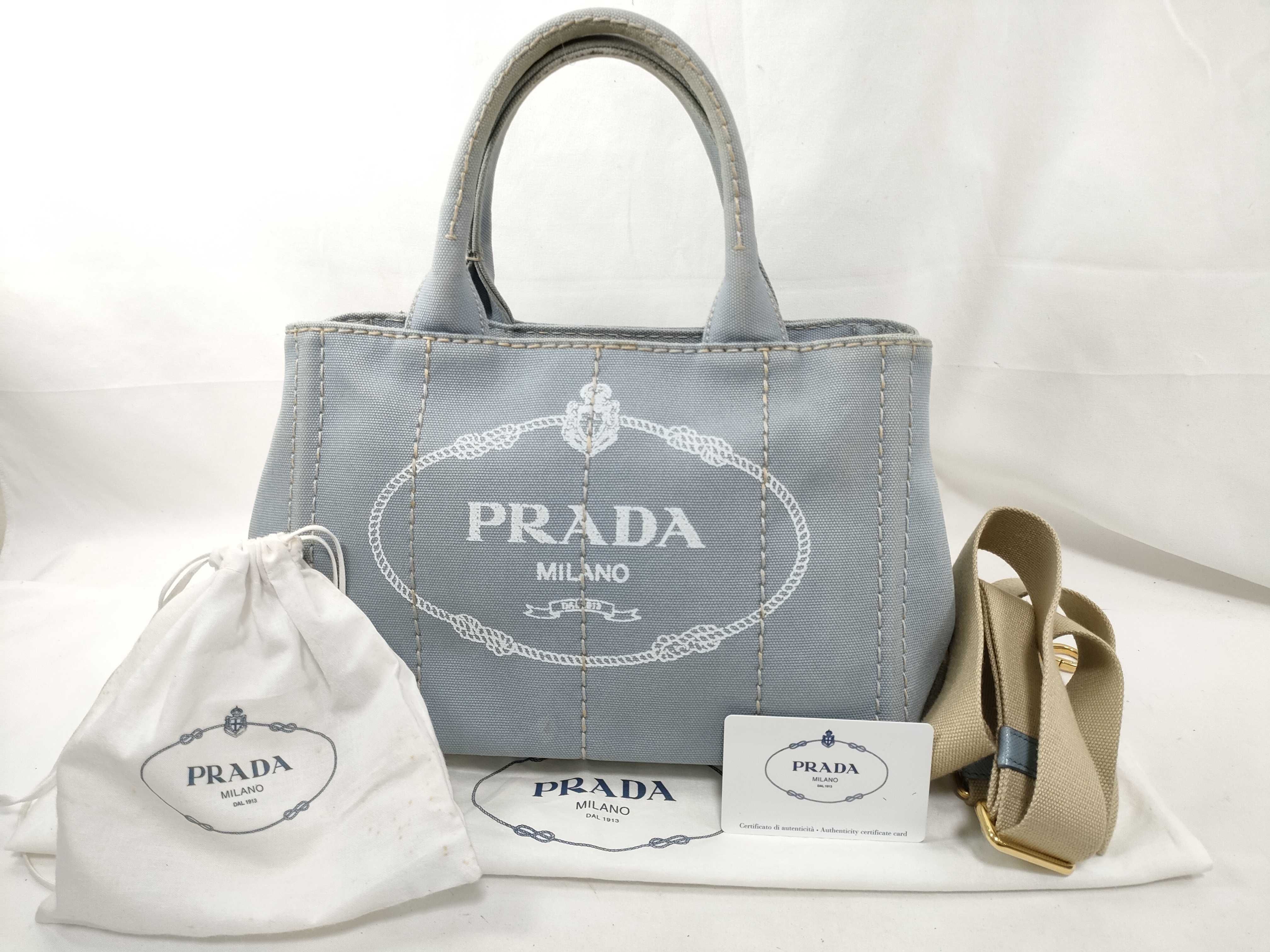 Canapa Canvas x Leather 2-Way Handbag, Navy, 1BG439 (Handbag)