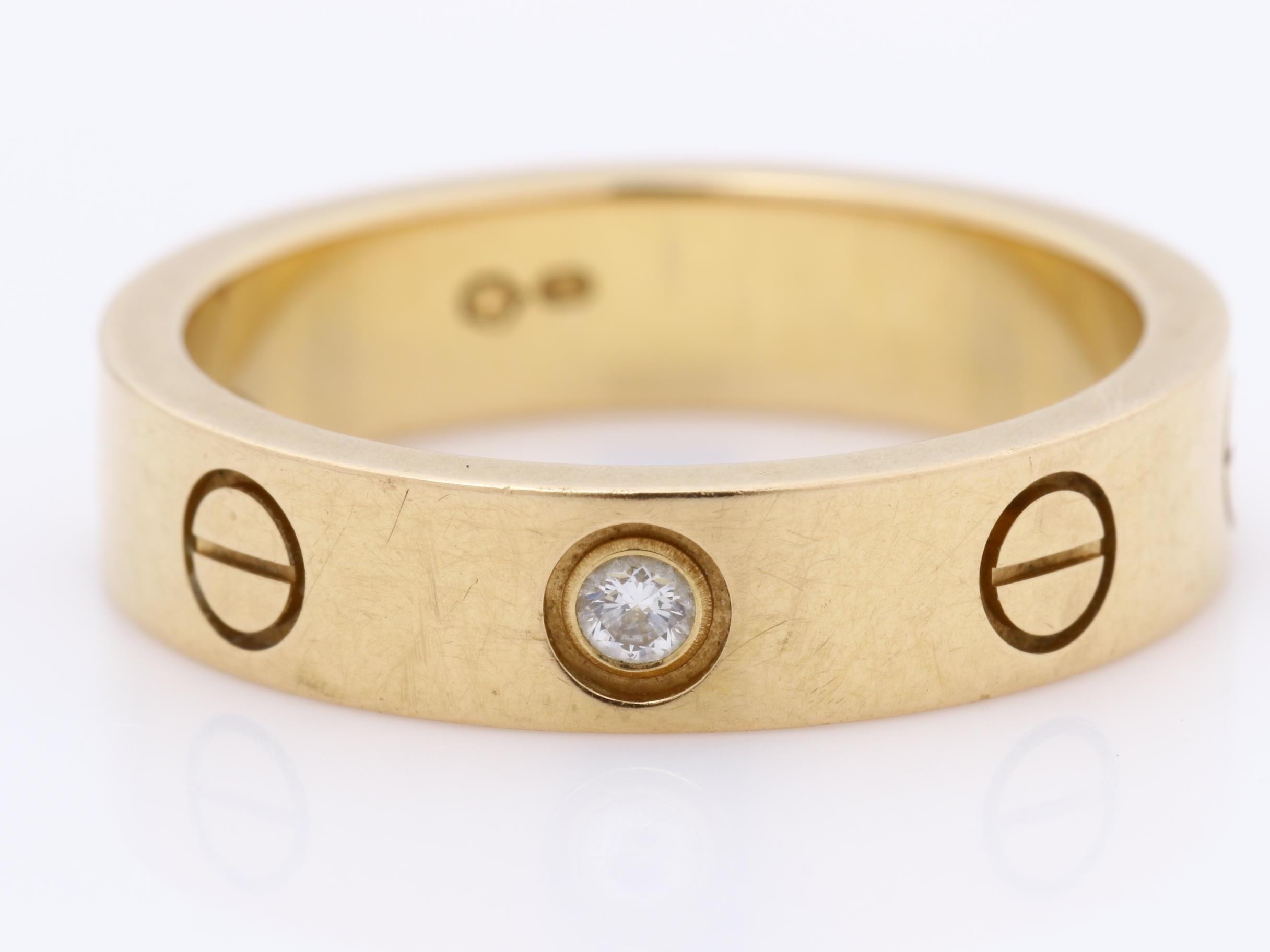 Au750PG Mini Love 1P Diamond Ring, Size 47, 4.2g — view 2