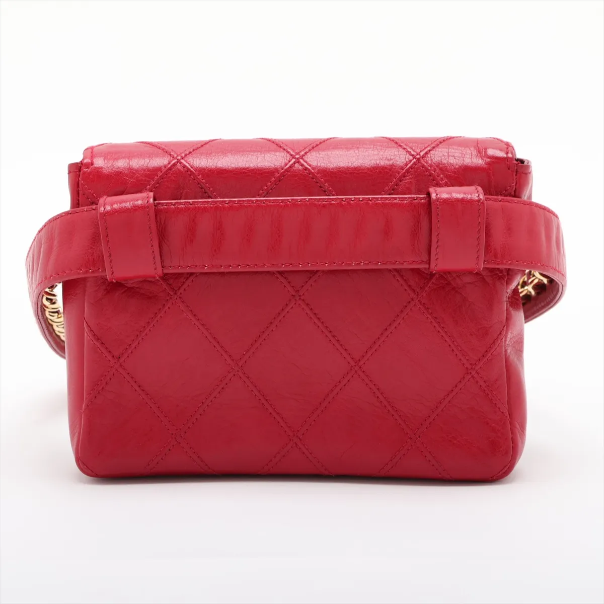 Bicolore Lambskin Waist Pouch, Red with Gold Hardware — view 2