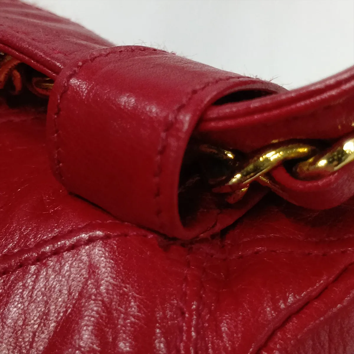 Bicolore Lambskin Waist Pouch, Red with Gold Hardware — view 11
