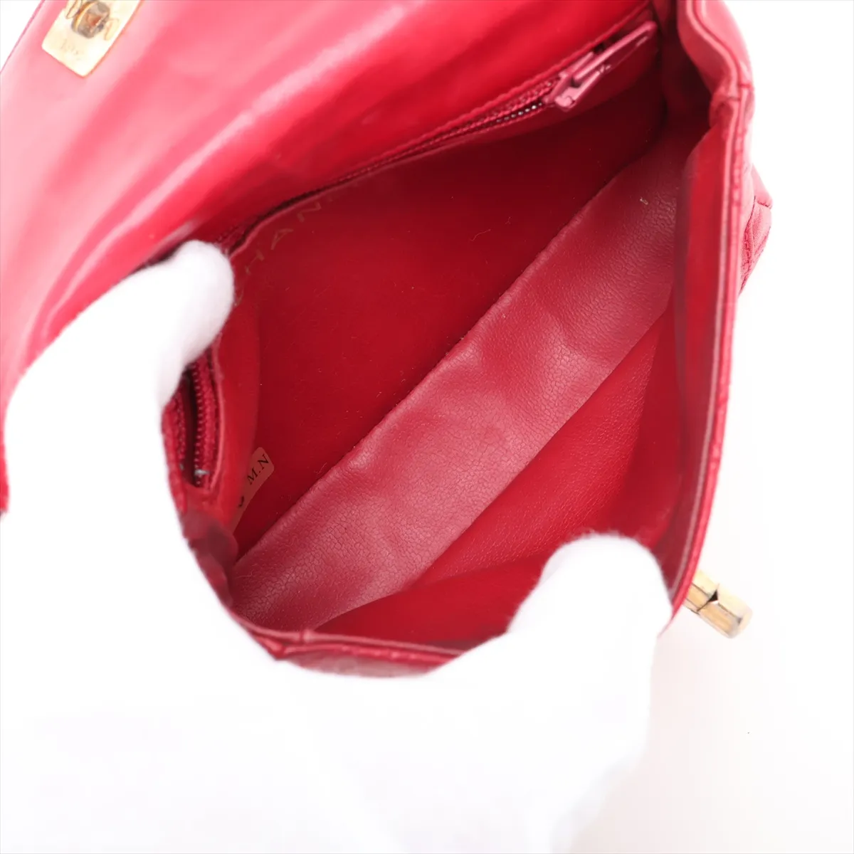 Bicolore Lambskin Waist Pouch, Red with Gold Hardware — view 6