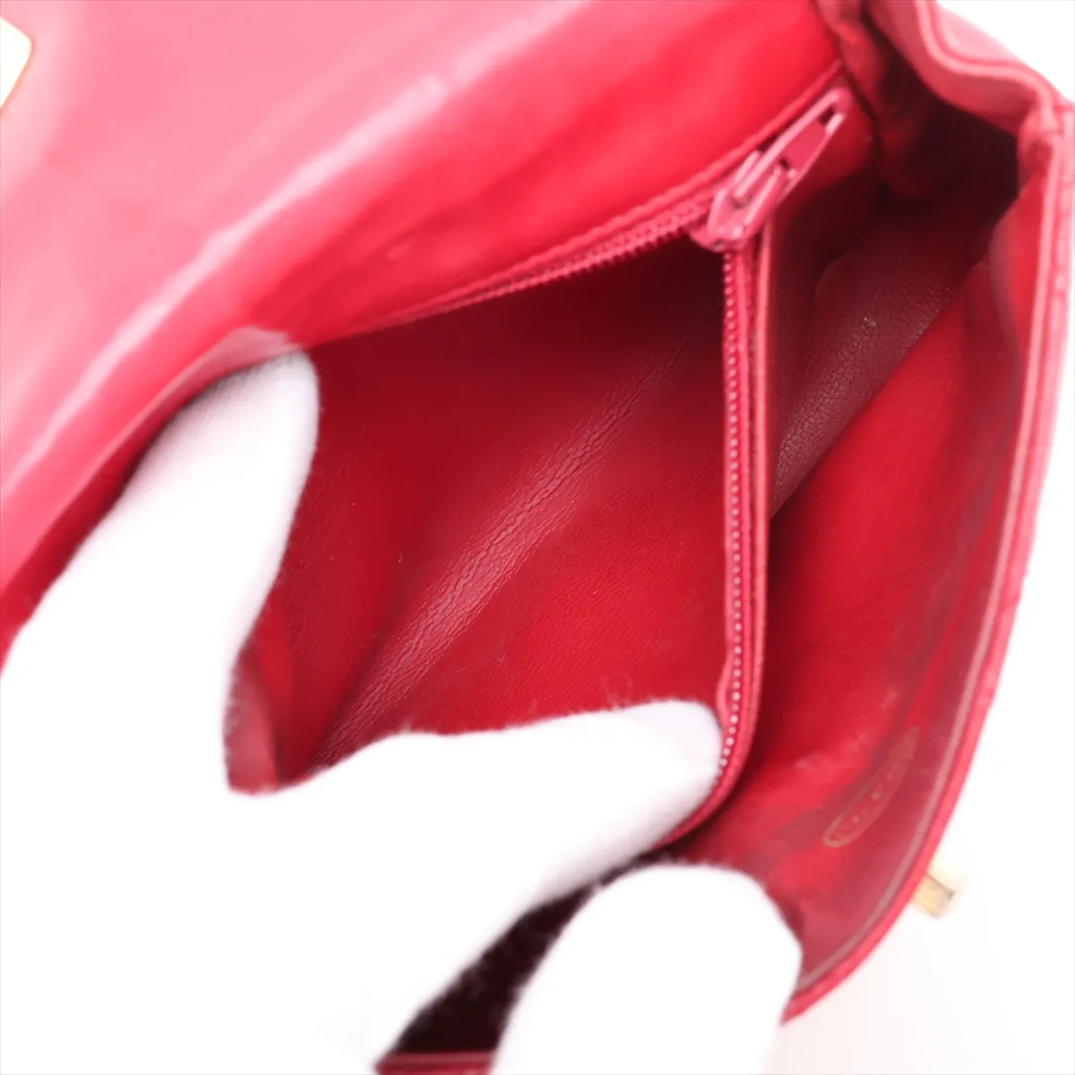 Bicolore Lambskin Waist Pouch, Red with Gold Hardware — view 7