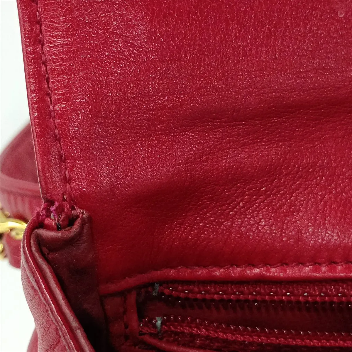 Bicolore Lambskin Waist Pouch, Red with Gold Hardware — view 10