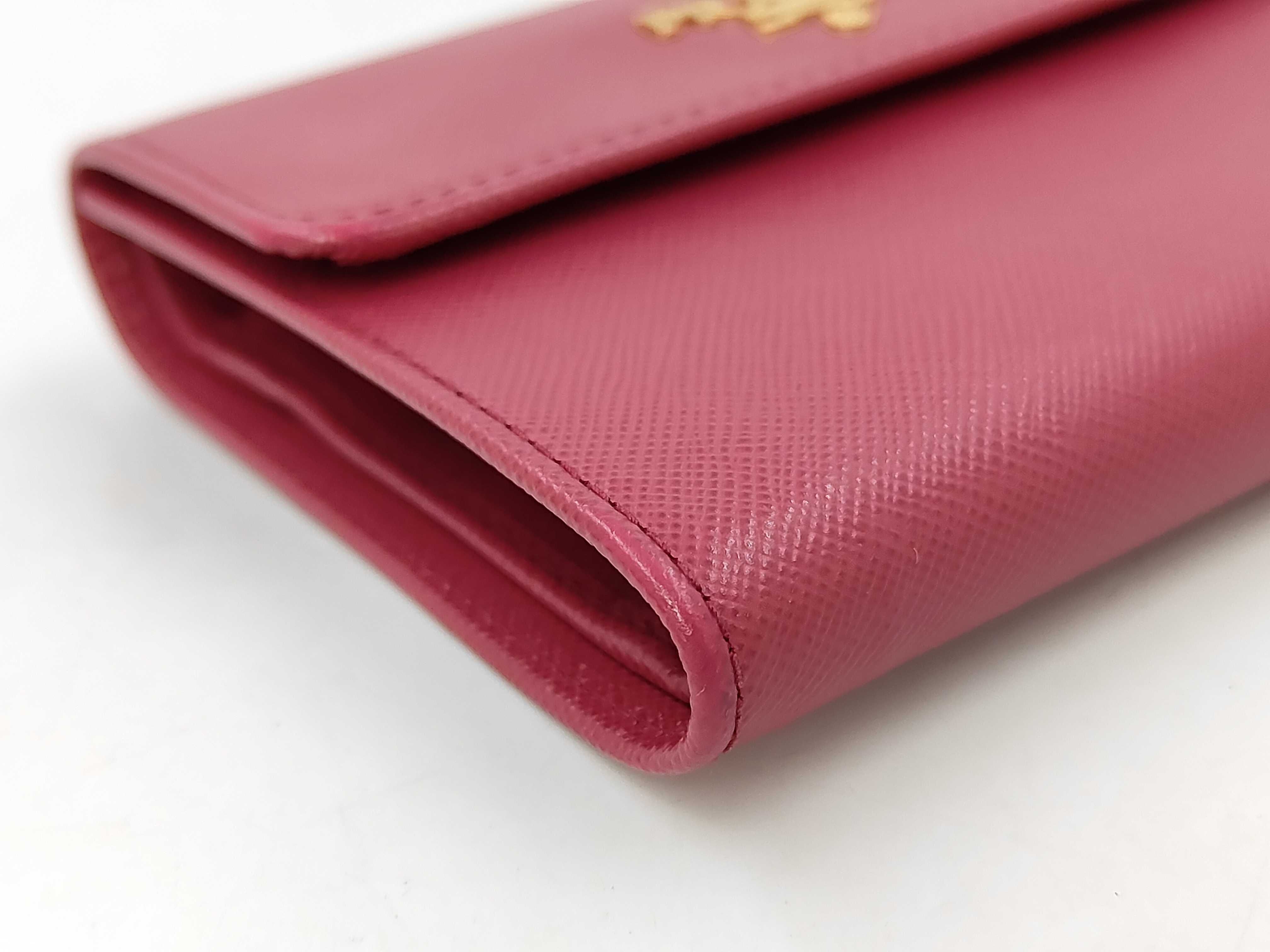 Saffiano Metal 1M0170 Leather Compact Wallet Pink — view 4