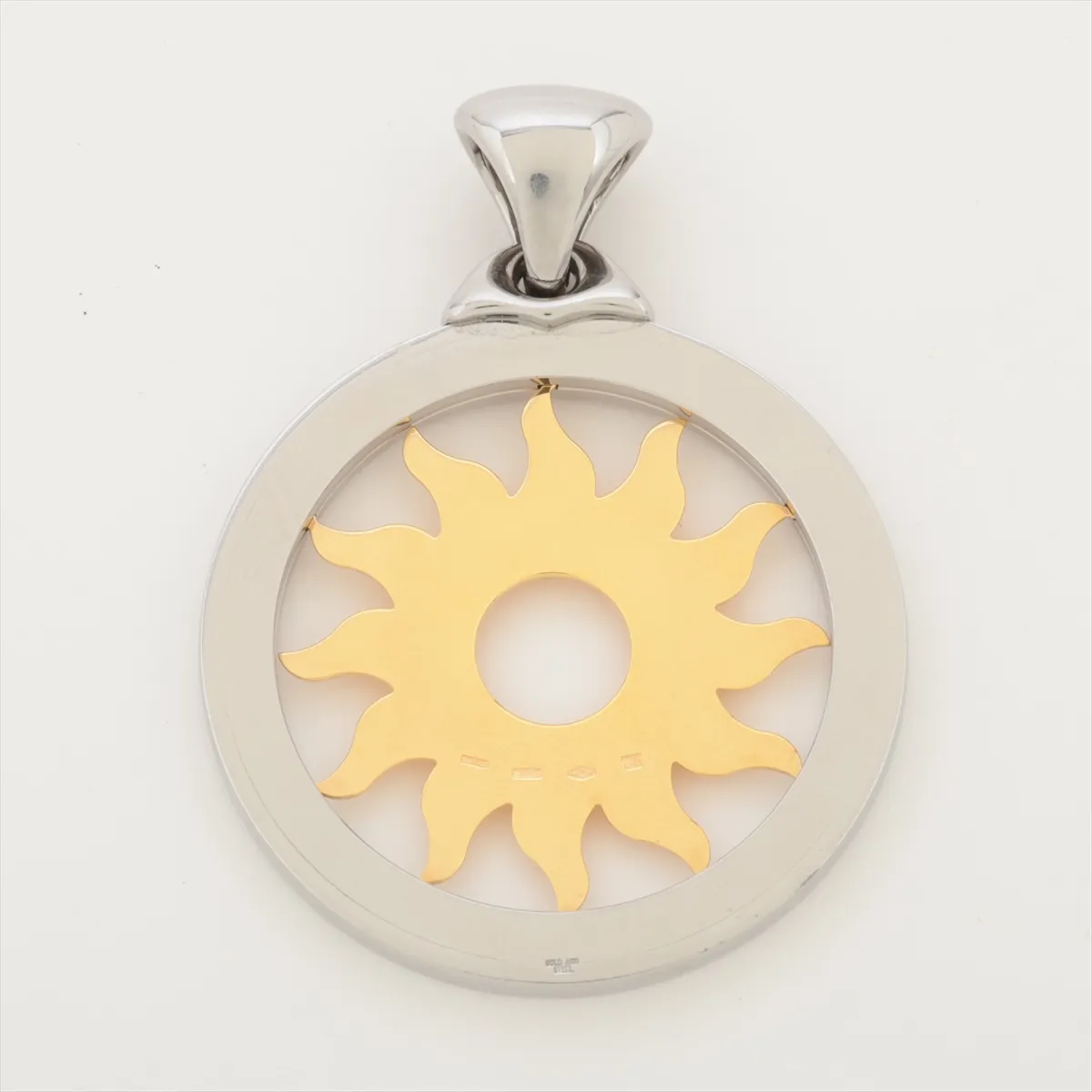 Tondo Sun Necklace Pendant, 750 (Yellow Gold) x Stainless Steel, 24.1g — view 2
