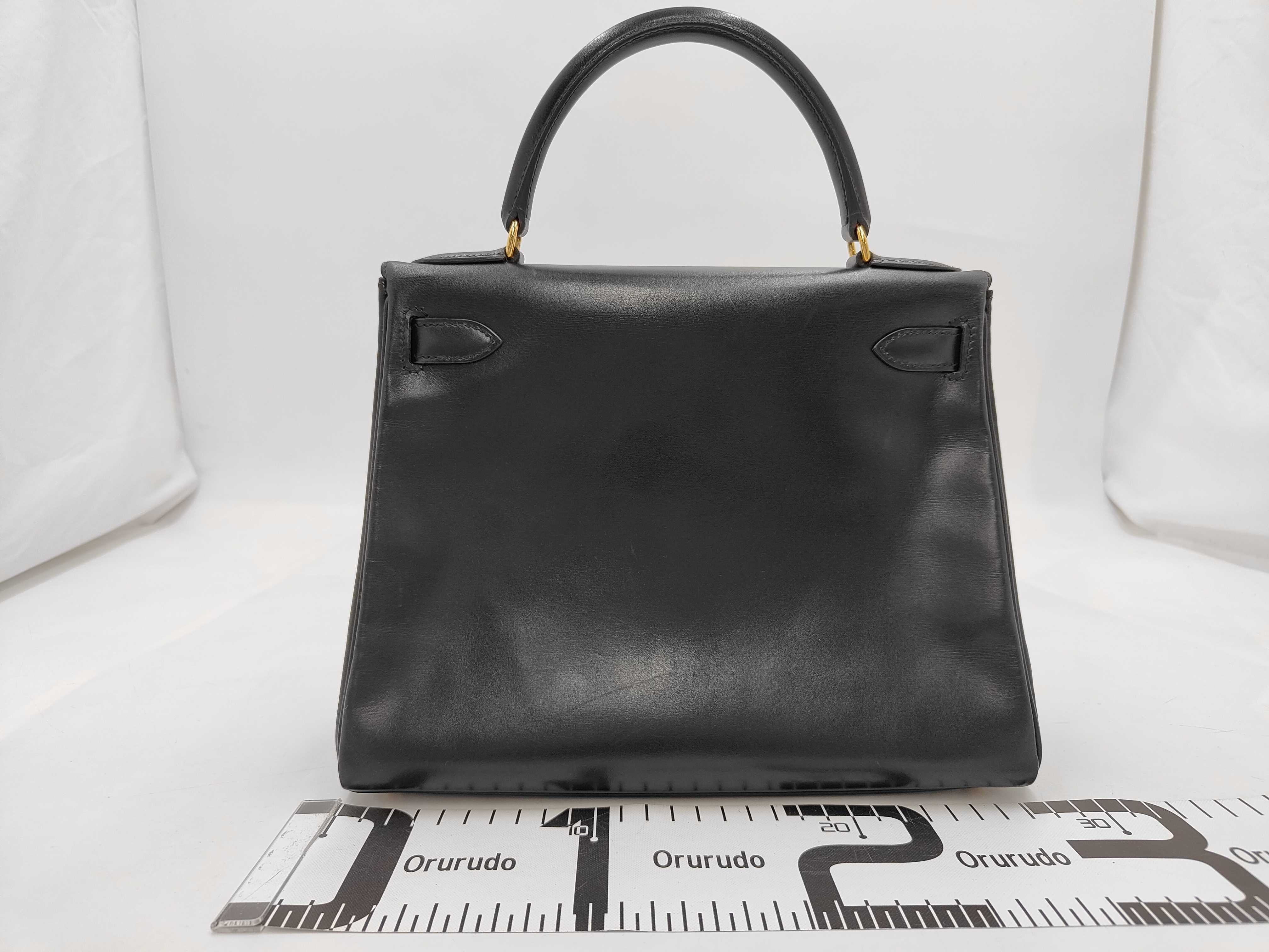 Kelly 32 Box Calf Black Handbag (Side Stitching) — view 2