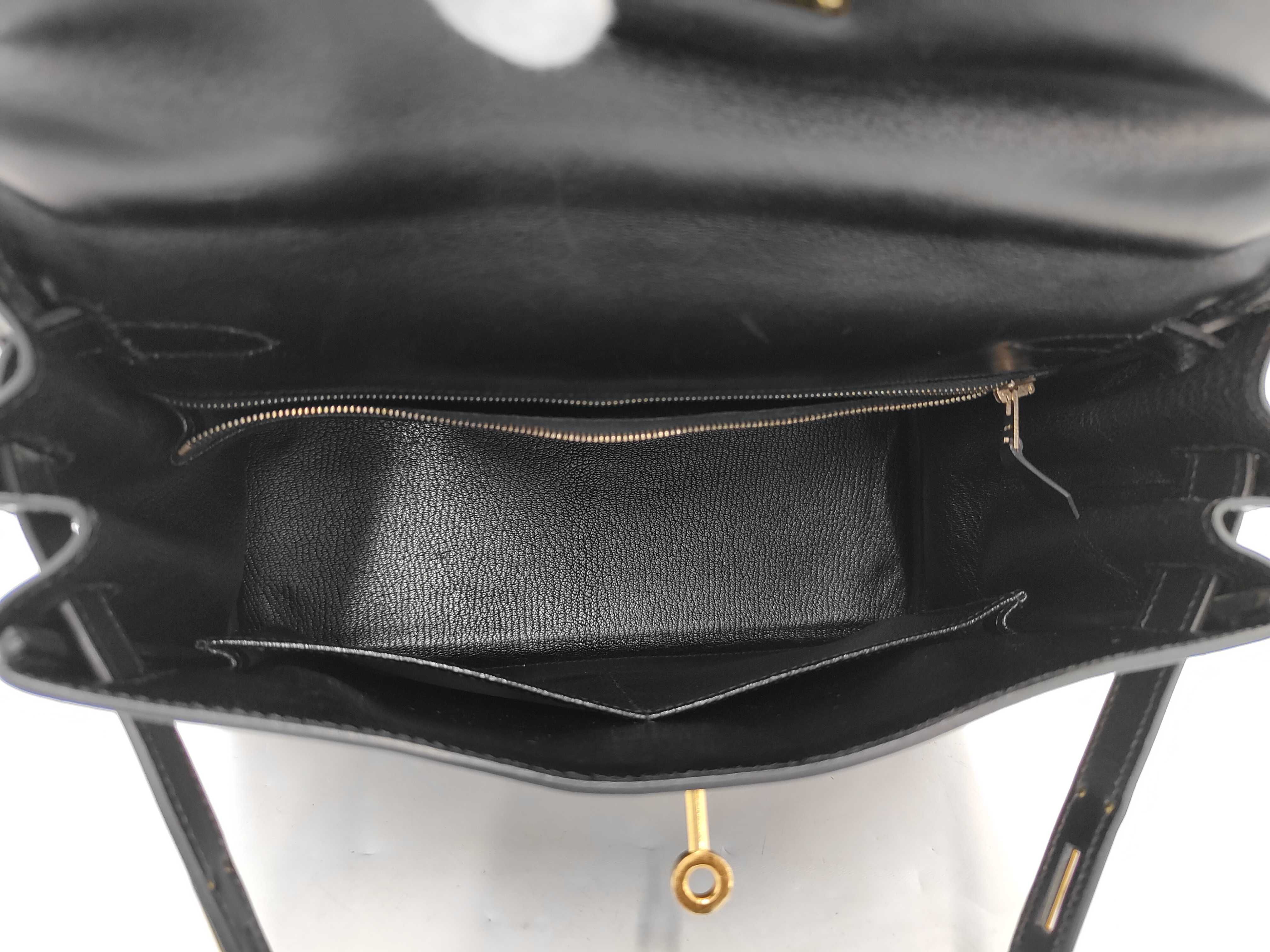 Kelly 32 Box Calf Black Handbag (Side Stitching) — view 11
