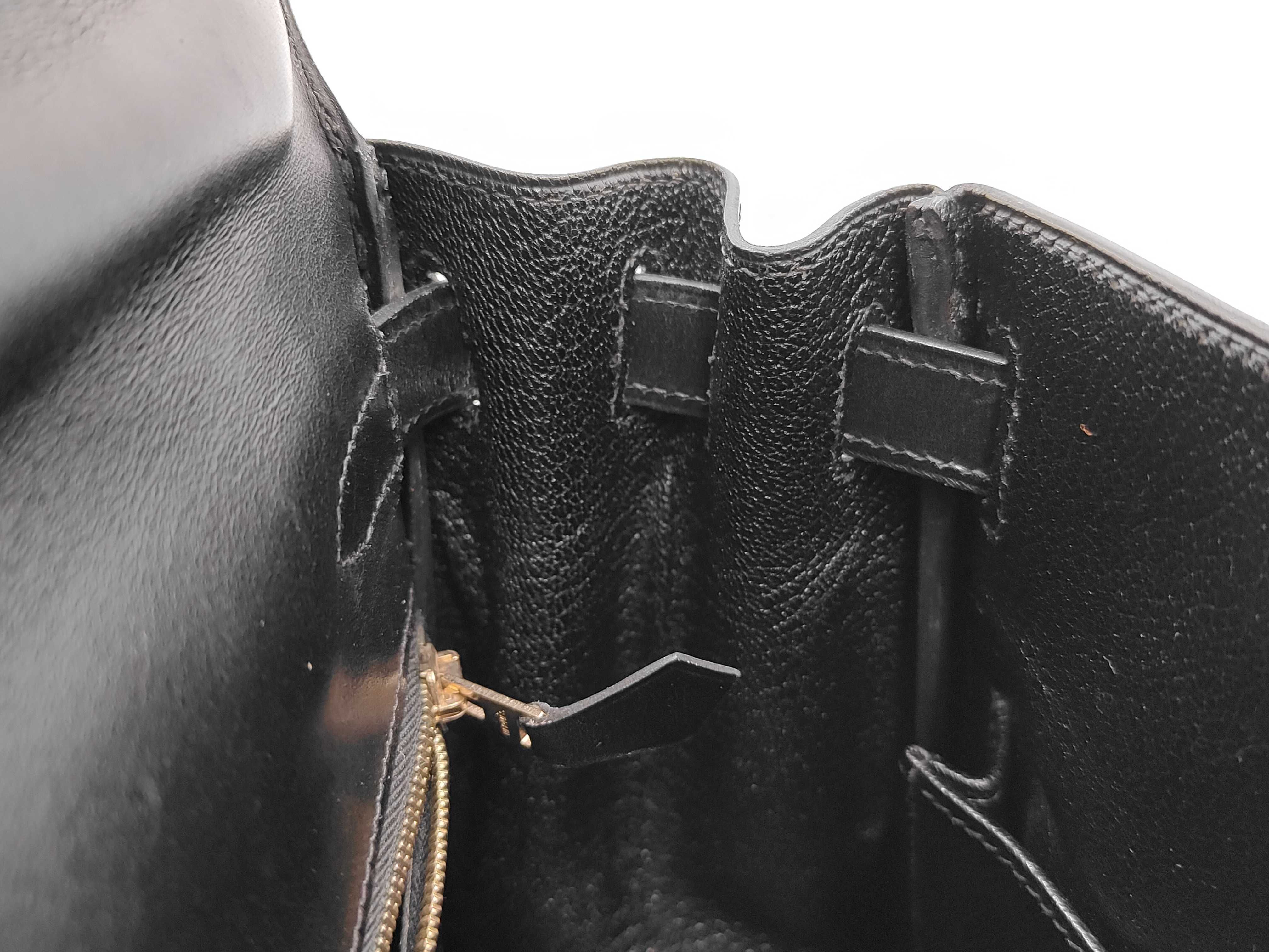 Kelly 32 Box Calf Black Handbag (Side Stitching) — view 10