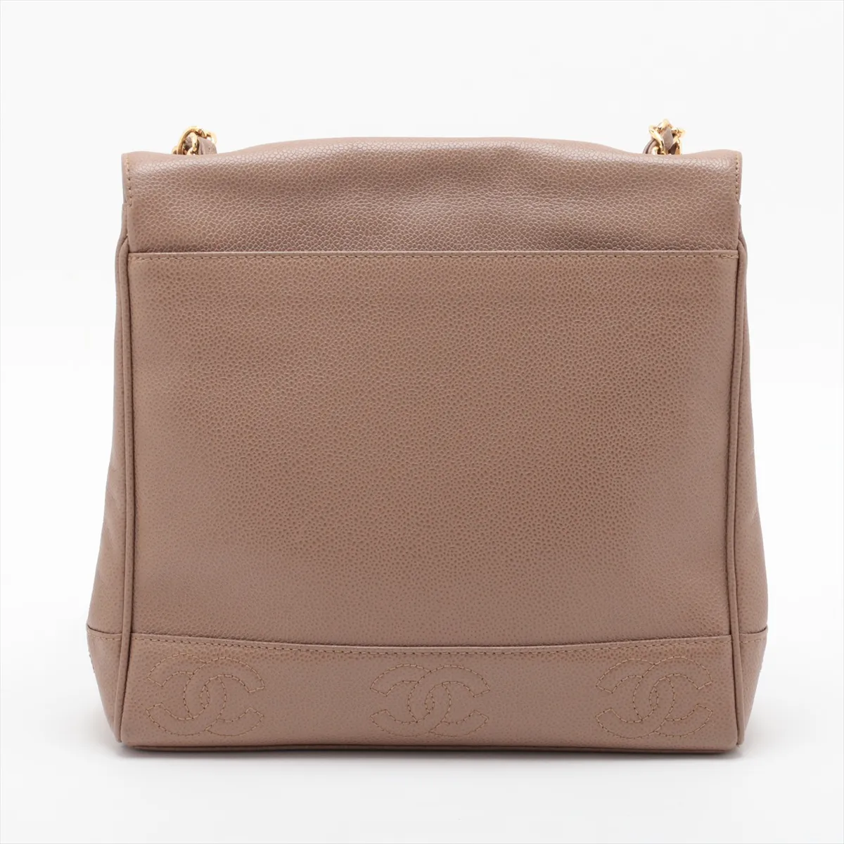 Triple Coco Caviar Skin Single Flap Single Chain Bag, Beige, Gold Hardware, 4305945, Series 4 — view 2