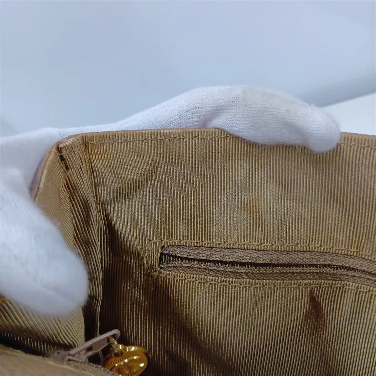 Triple Coco Caviar Skin Single Flap Single Chain Bag, Beige, Gold Hardware, 4305945, Series 4 — view 14