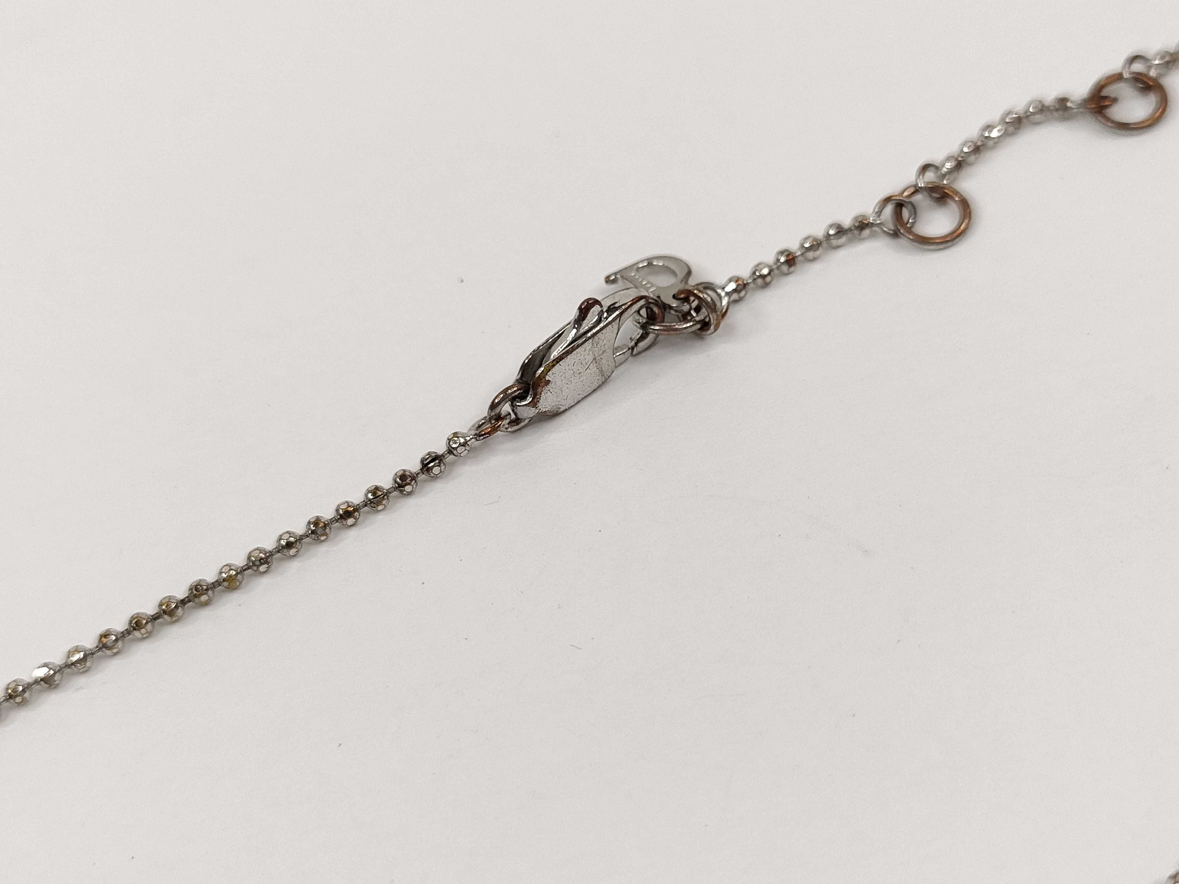 Logo Heart Plate Silver Tone Ball Chain Necklace — view 4