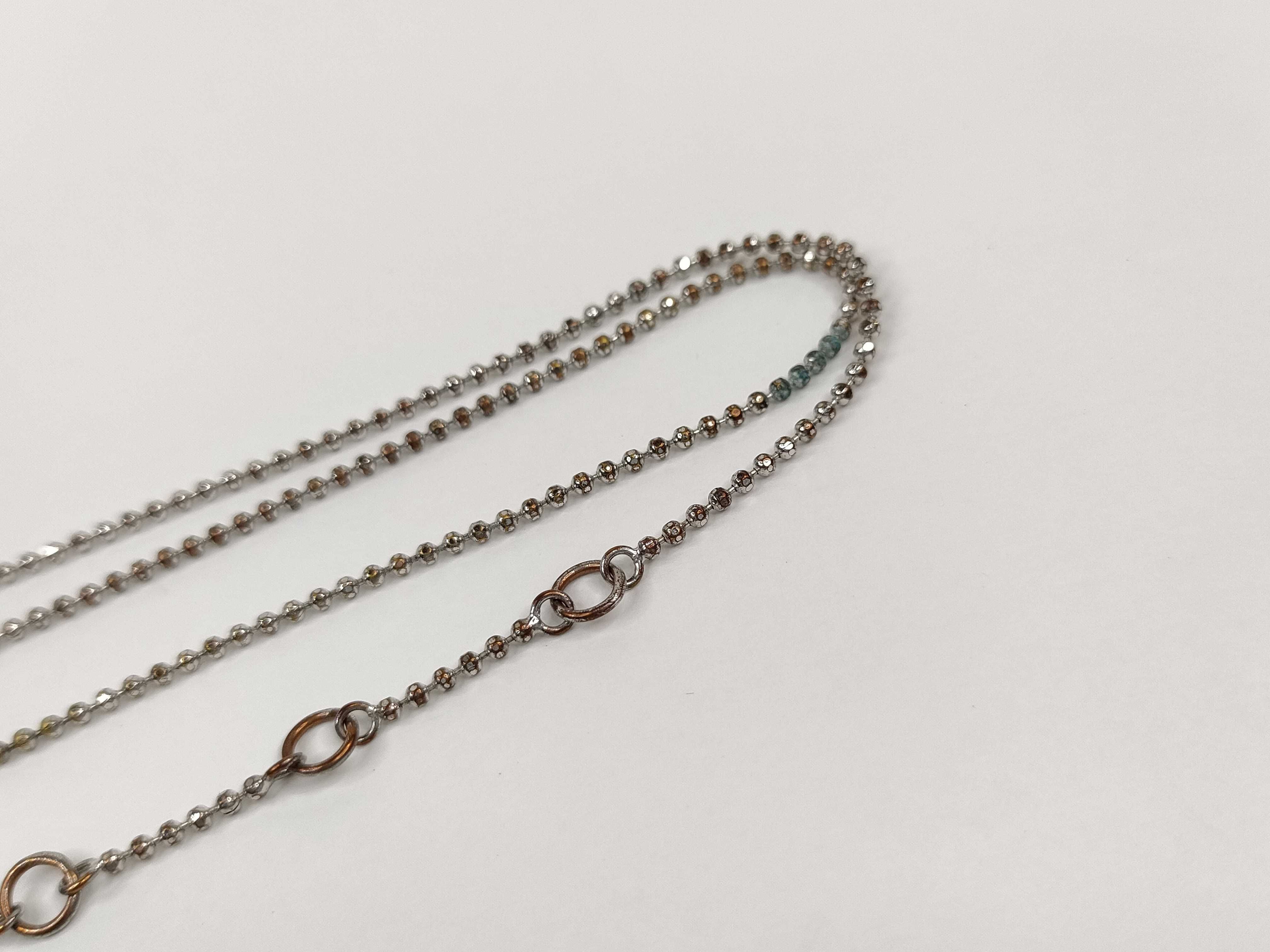 Logo Heart Plate Silver Tone Ball Chain Necklace — view 6