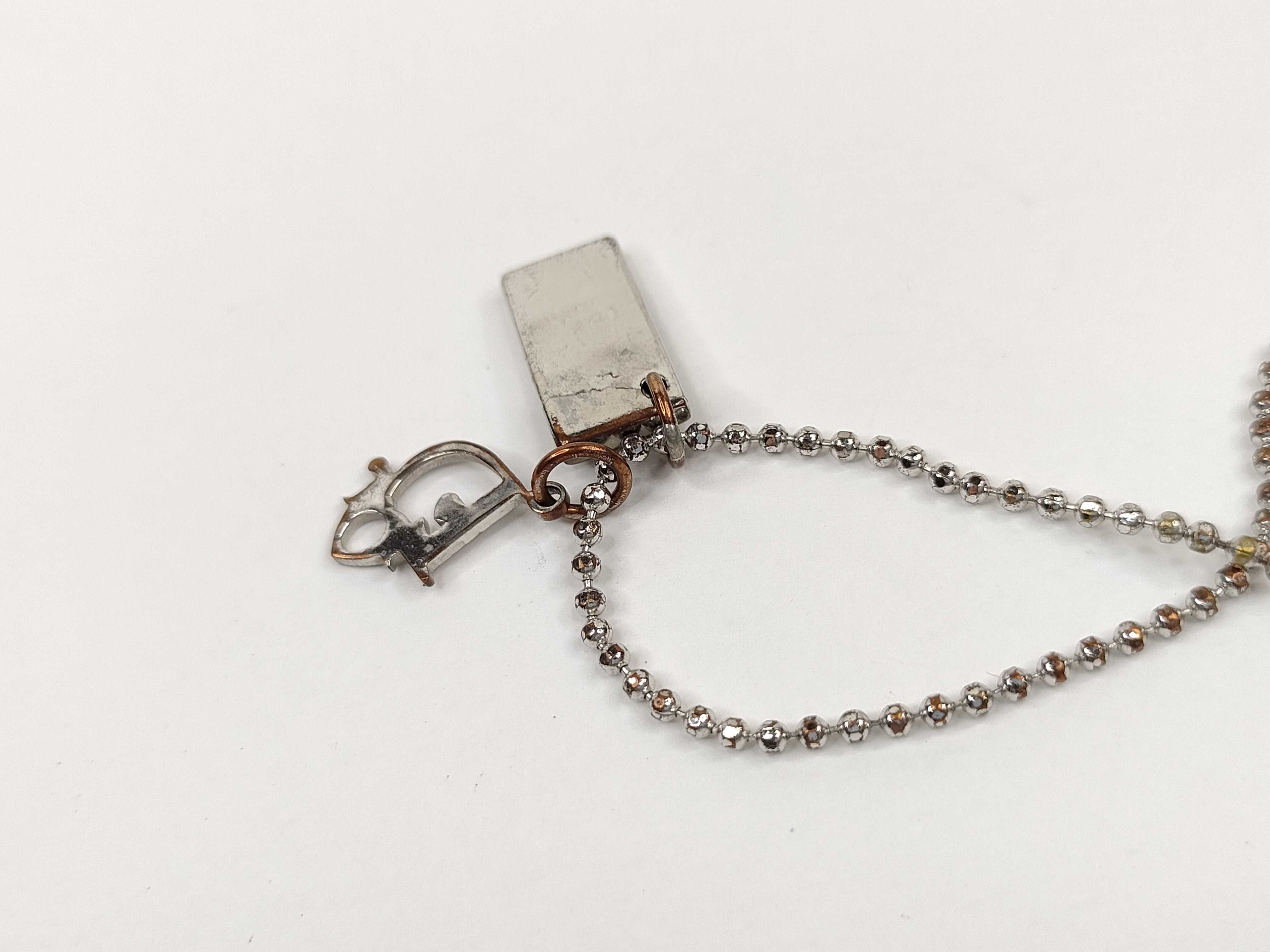 Logo Heart Plate Silver Tone Ball Chain Necklace — view 7