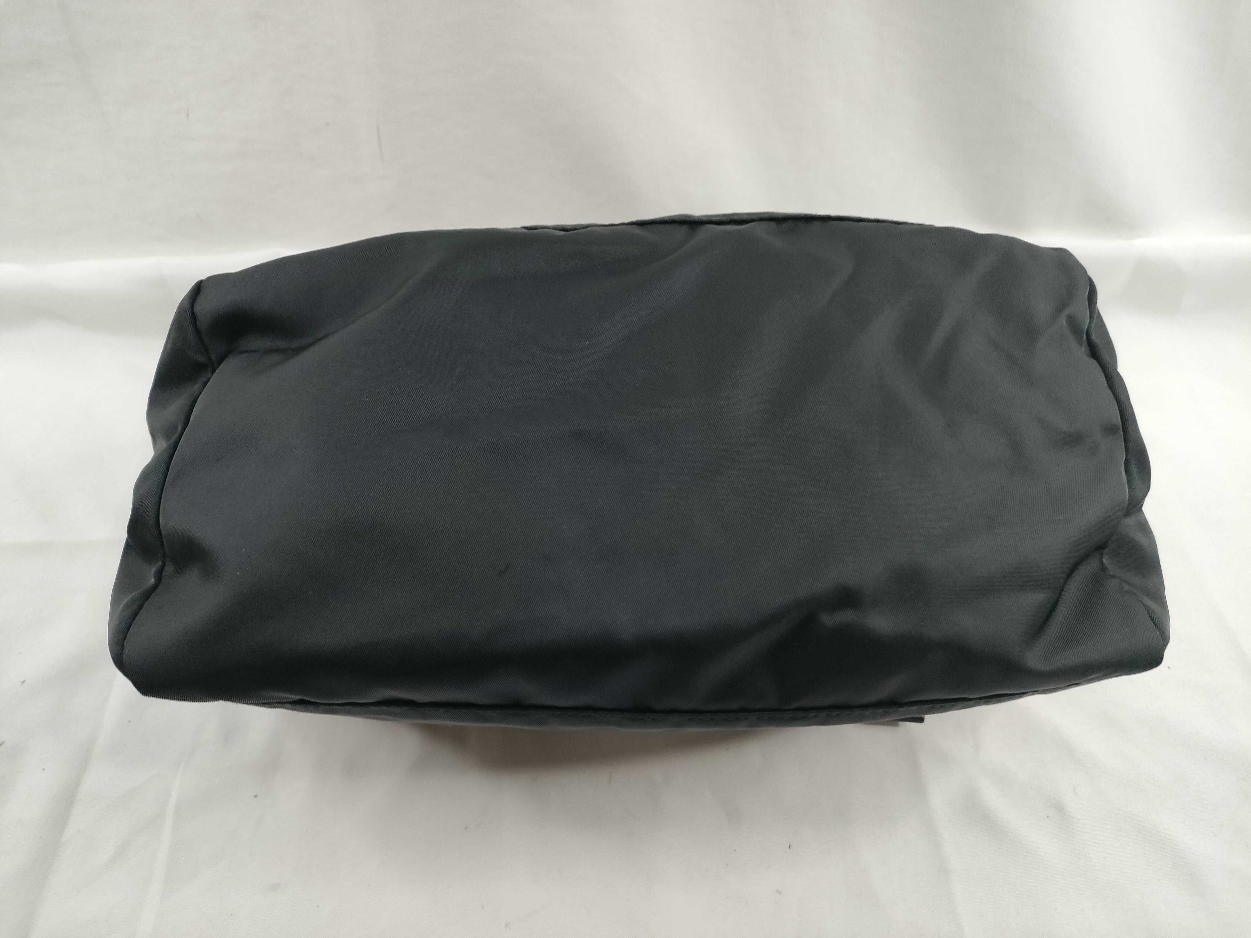 Nylon Prada Clutch Bag Pouch Nylon Black Leather 2N0030 Second Bag — view 4