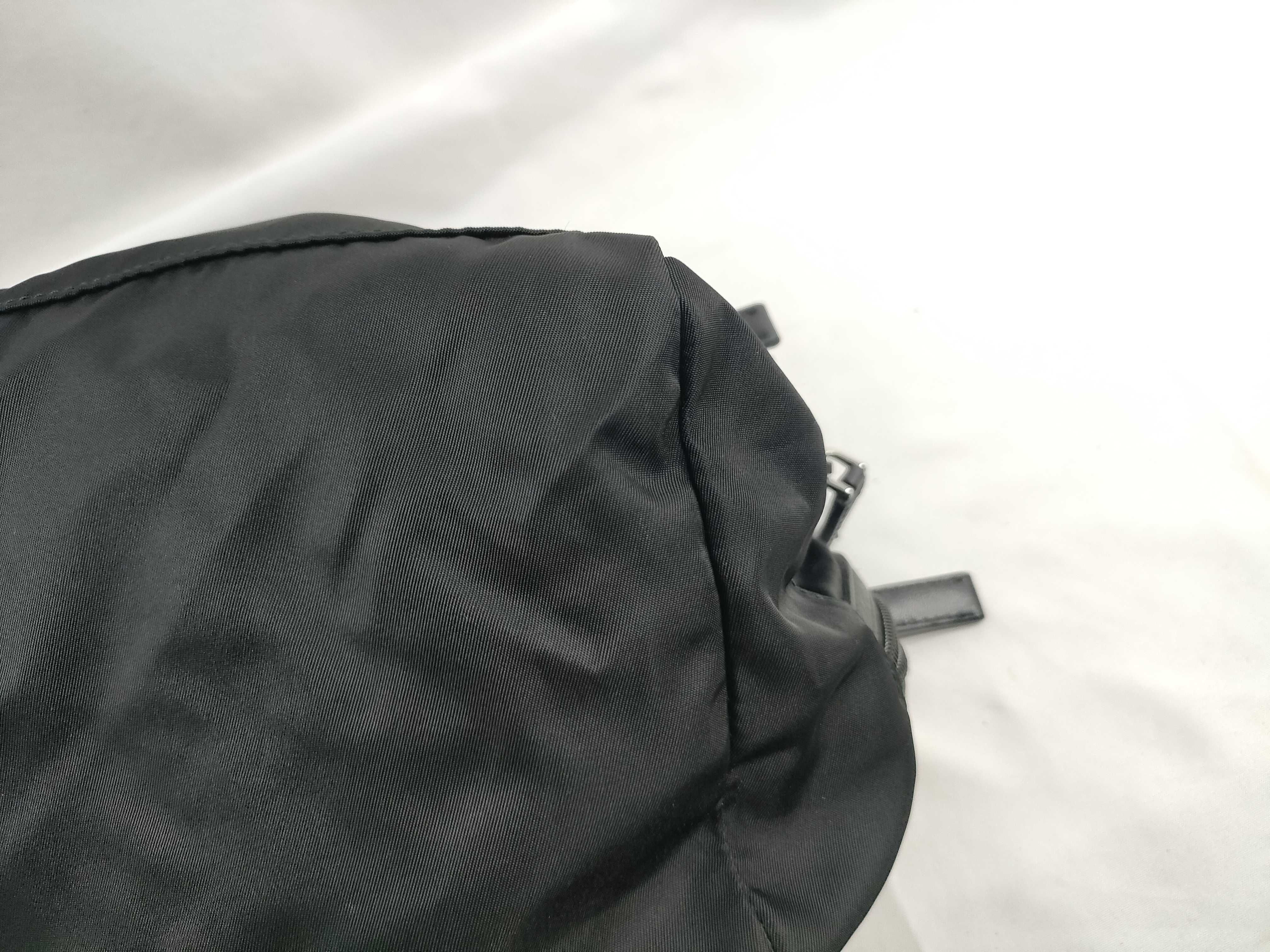 Nylon Prada Clutch Bag Pouch Nylon Black Leather 2N0030 Second Bag — view 5