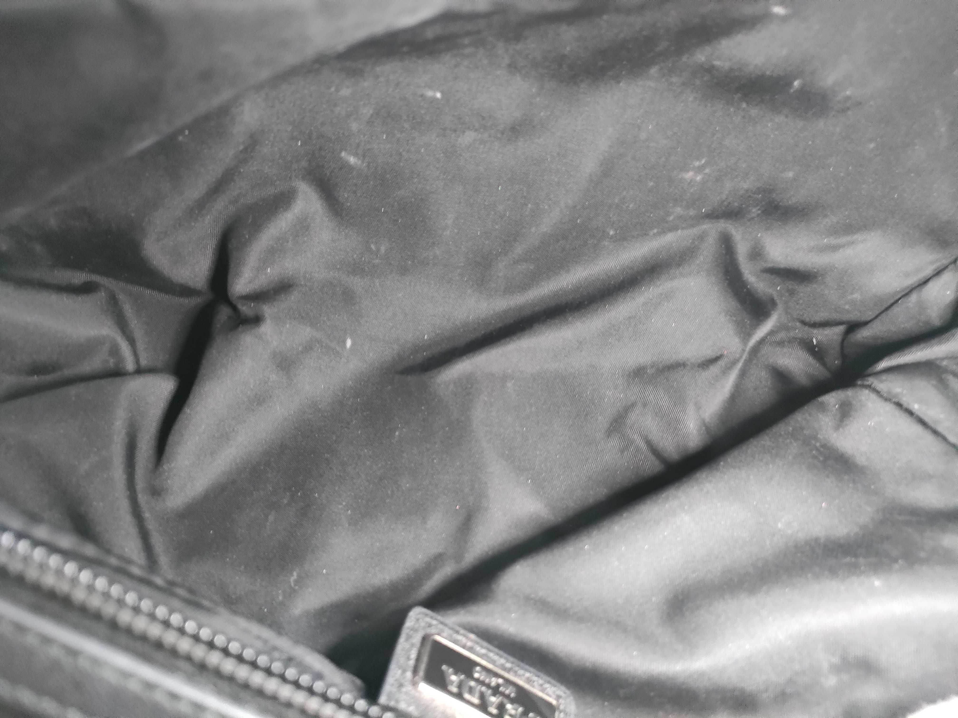 Nylon Prada Clutch Bag Pouch Nylon Black Leather 2N0030 Second Bag — view 7