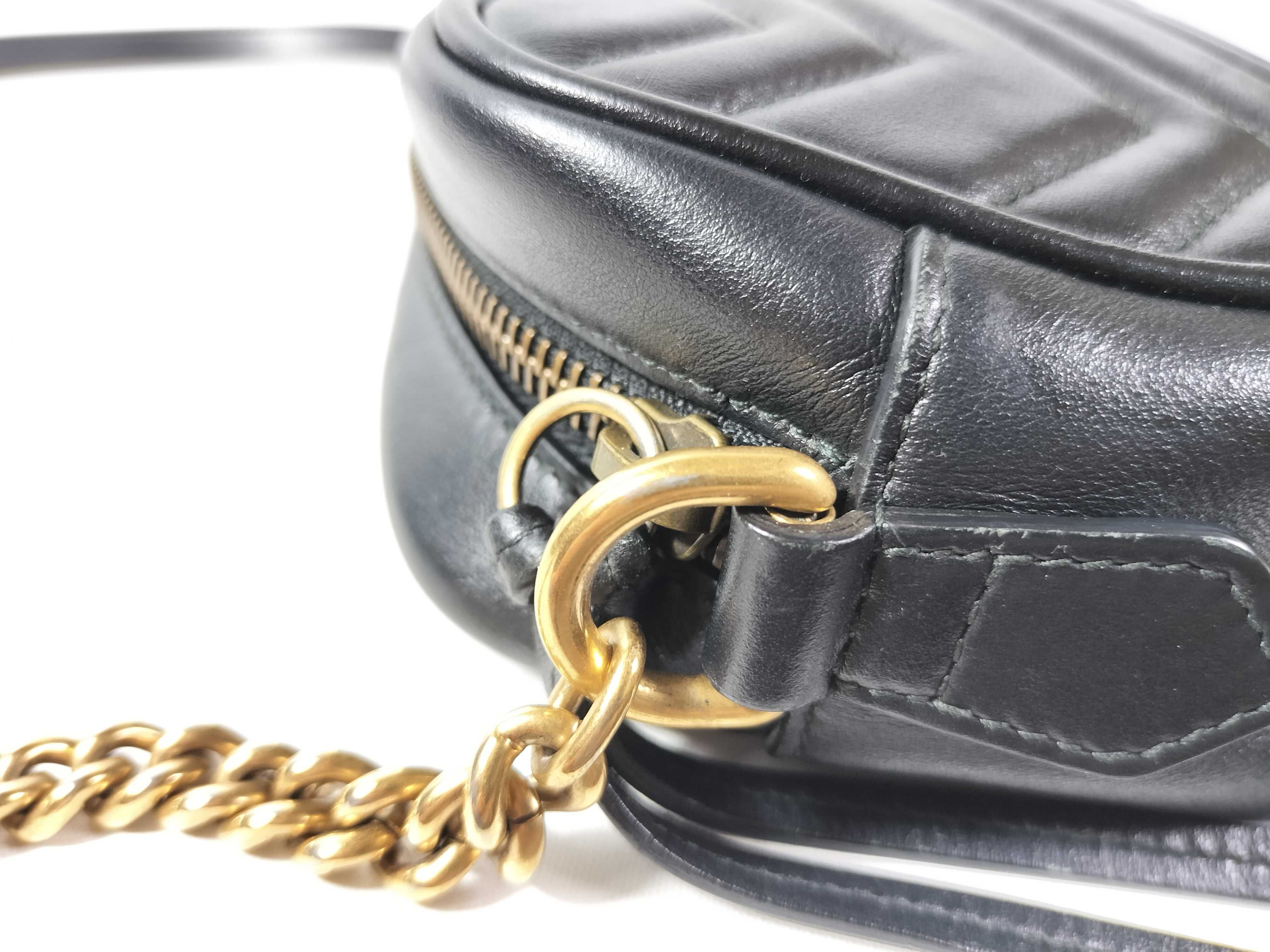 GG Marmont 448065 Leather Chain Shoulder Bag, Black — view 5