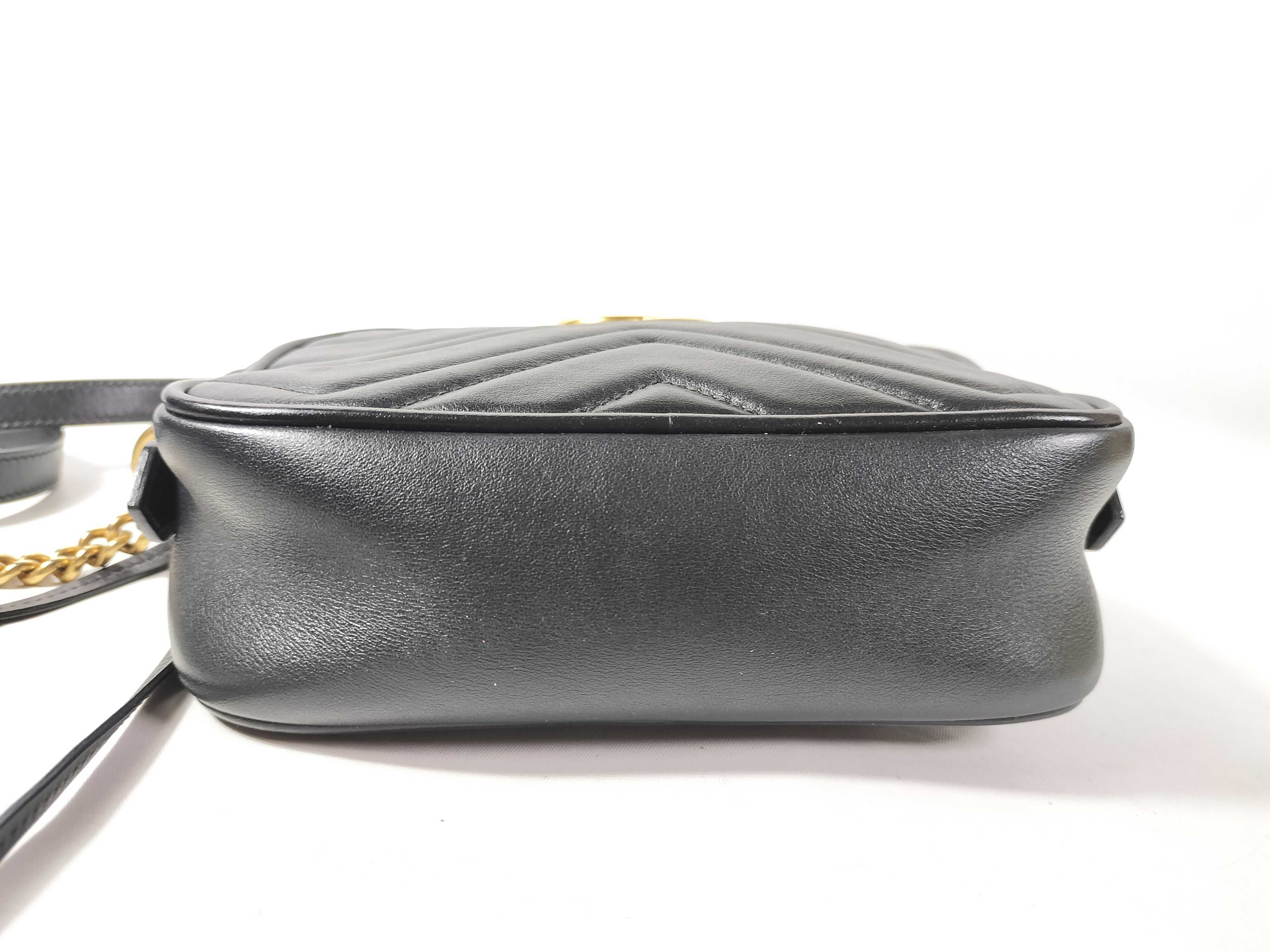 GG Marmont 448065 Leather Chain Shoulder Bag, Black — view 6